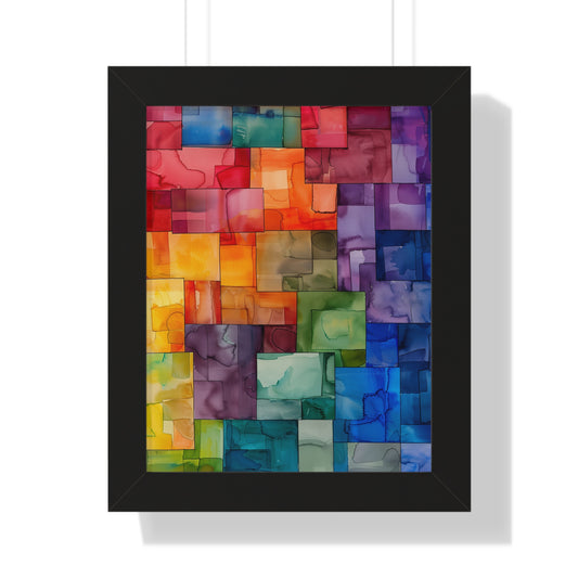 SPECTRUM Series - Abstract Cubes - Framed Vertical Poster