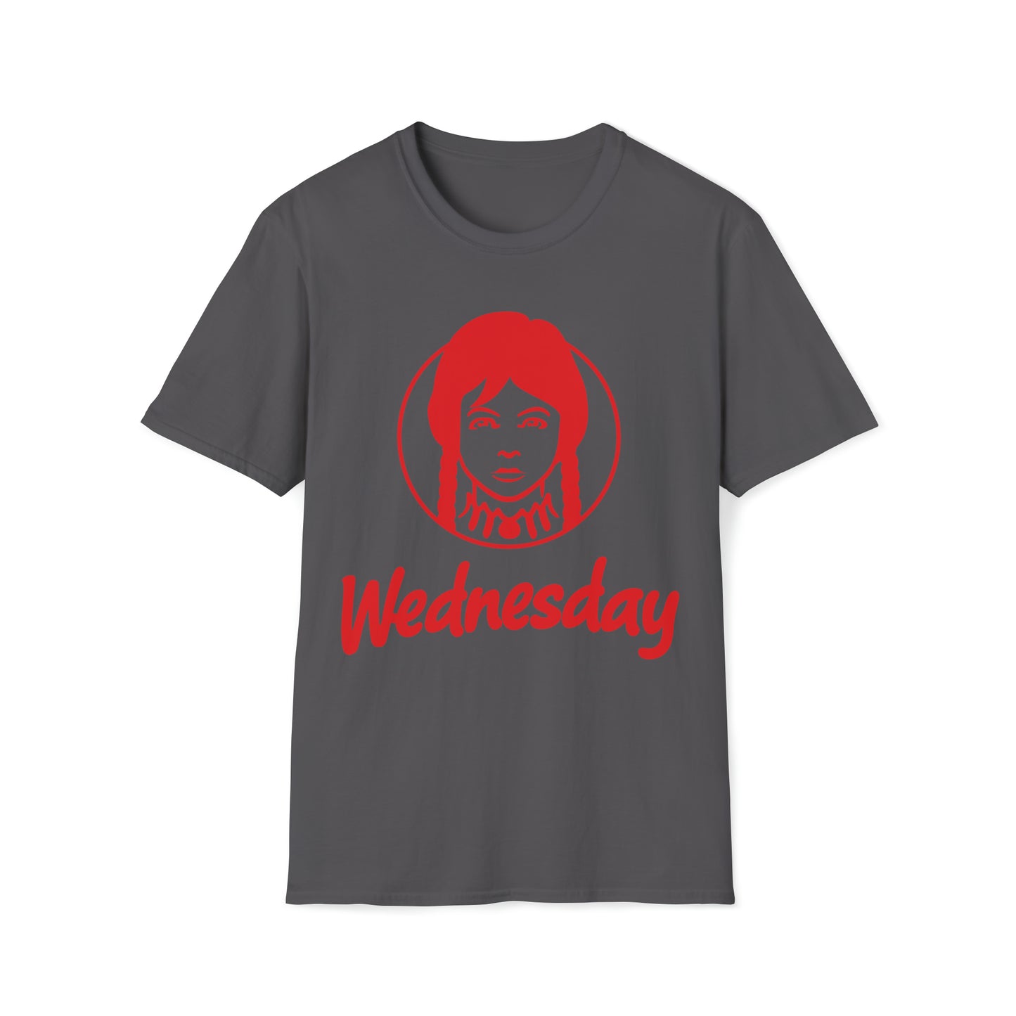 Wednesday Wendy's Mashup - Red Text - Unisex Softstyle T-Shirt