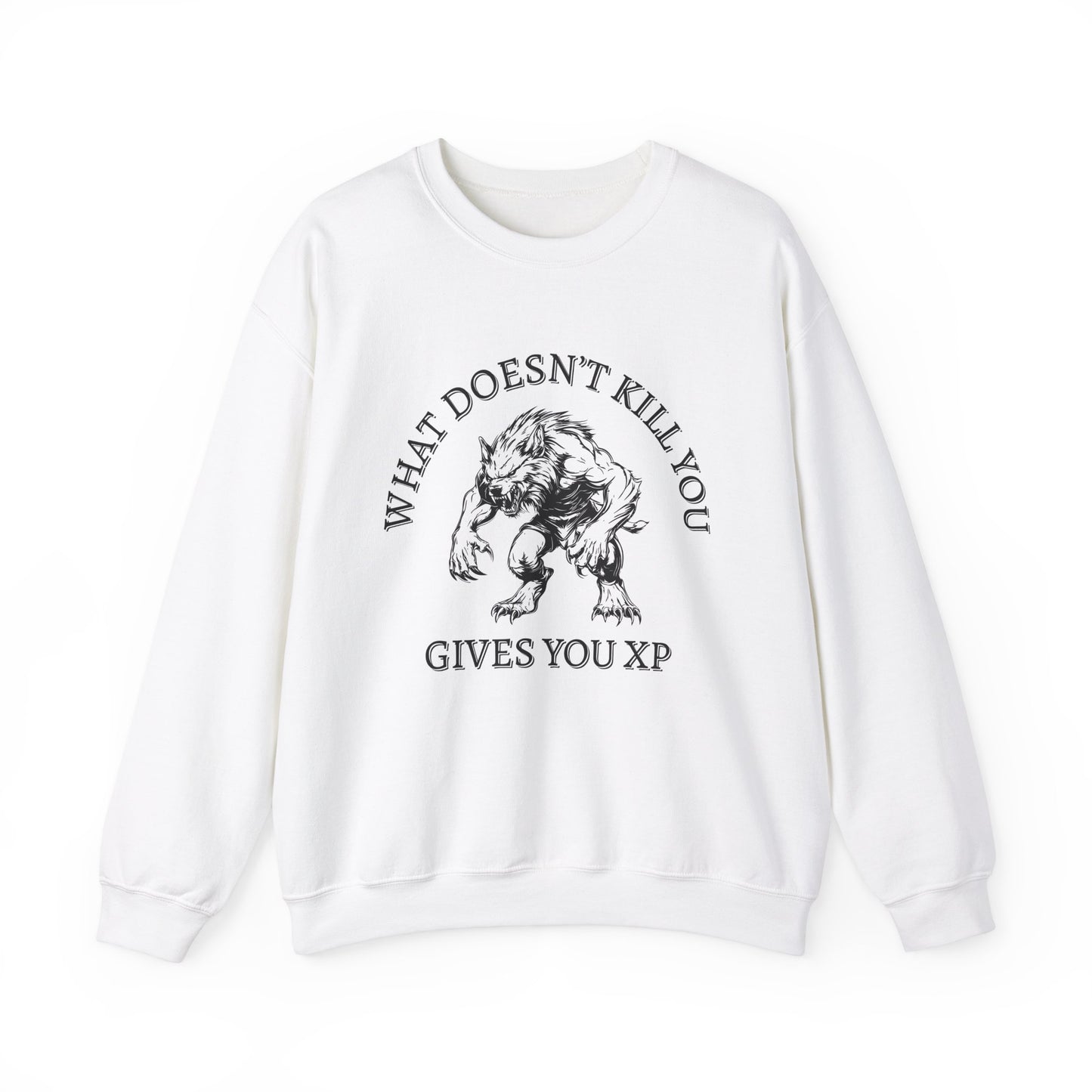 What Doesn't Kill You, Gives You XP - Light Text - Unisex Heavy Blend™ Crewneck Sweatshirt