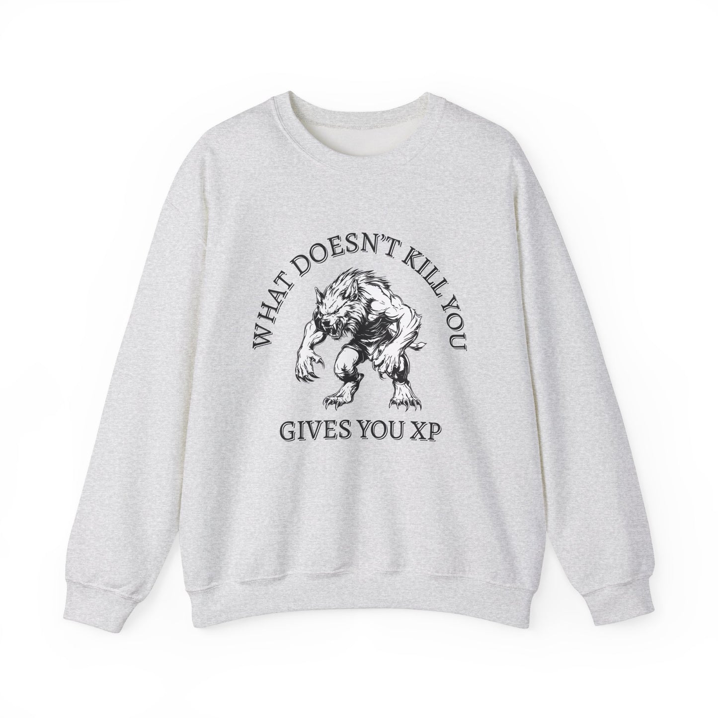 What Doesn't Kill You, Gives You XP - Light Text - Unisex Heavy Blend™ Crewneck Sweatshirt