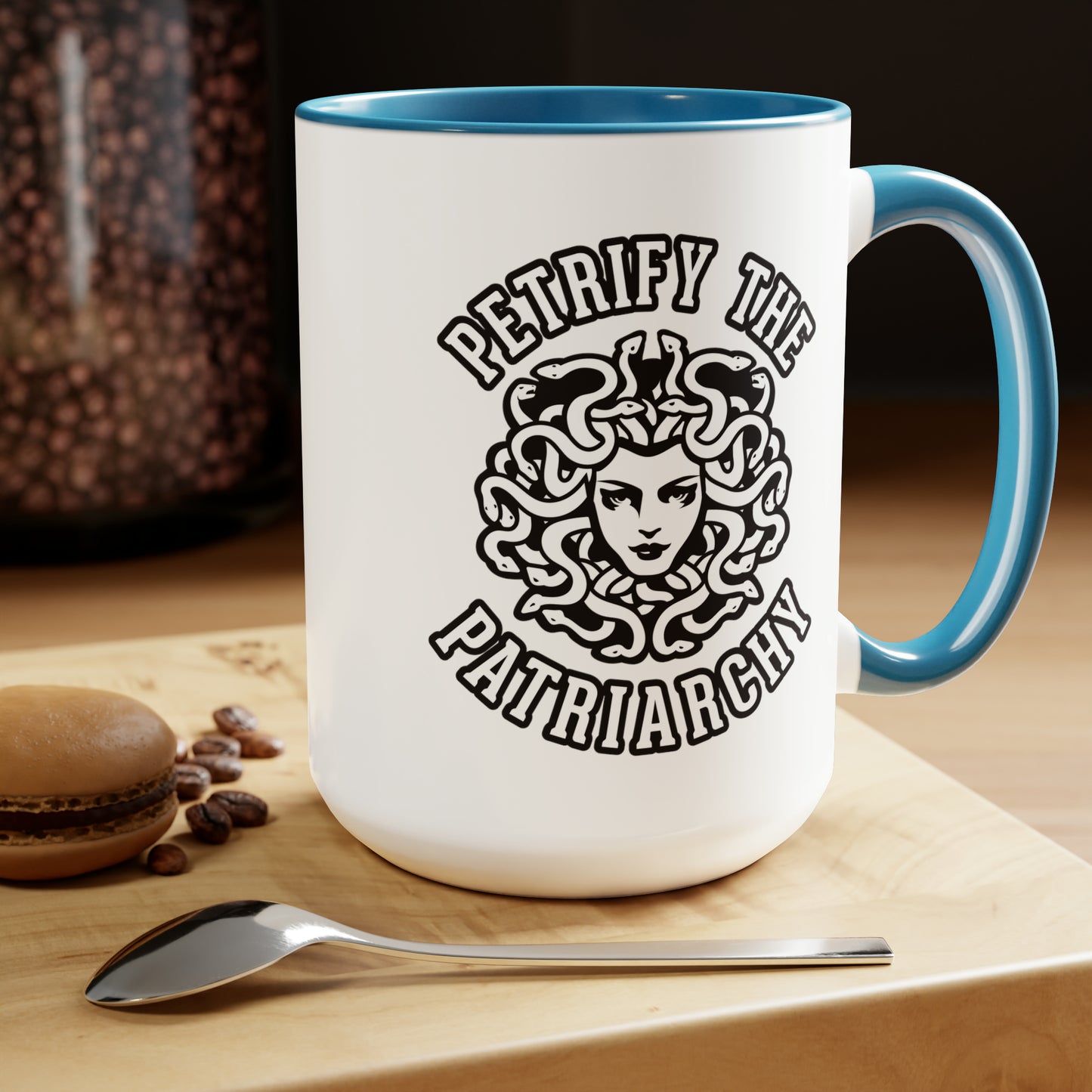 Petrify the Patriarchy - Two-Tone Coffee Mugs, 15oz
