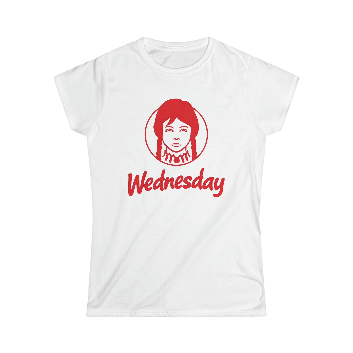 Wednesday Wendy's Mashup - Red Text - Women's Softstyle Tee
