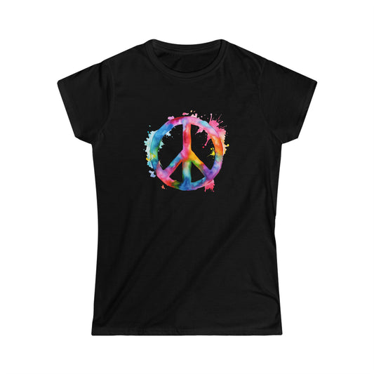 Watercolor Peace Sign - Women's Softstyle Tee
