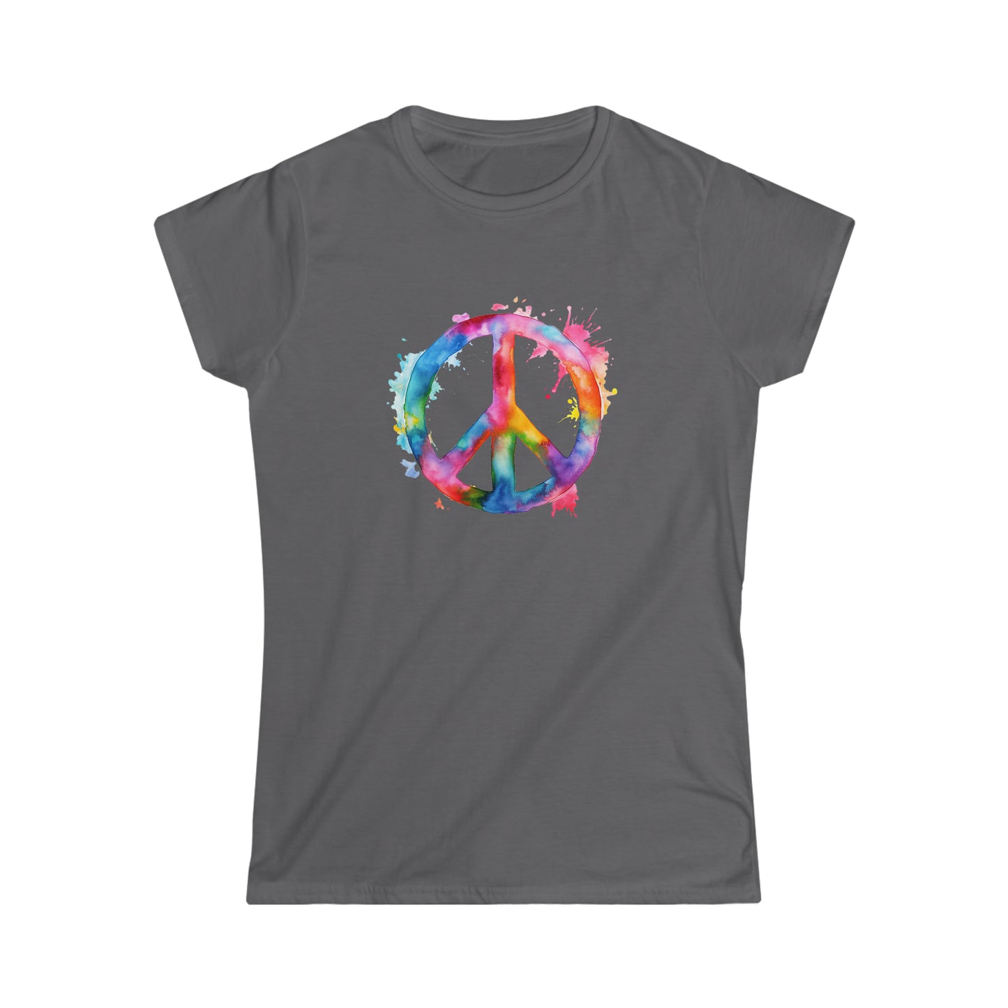 Watercolor Peace Sign - Women's Softstyle Tee