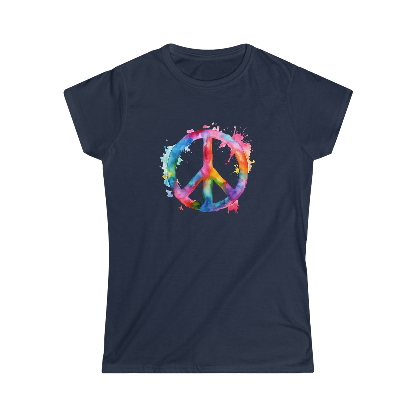 Watercolor Peace Sign - Women's Softstyle Tee