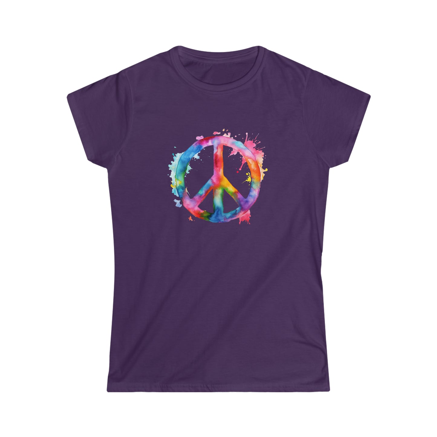 Watercolor Peace Sign - Women's Softstyle Tee