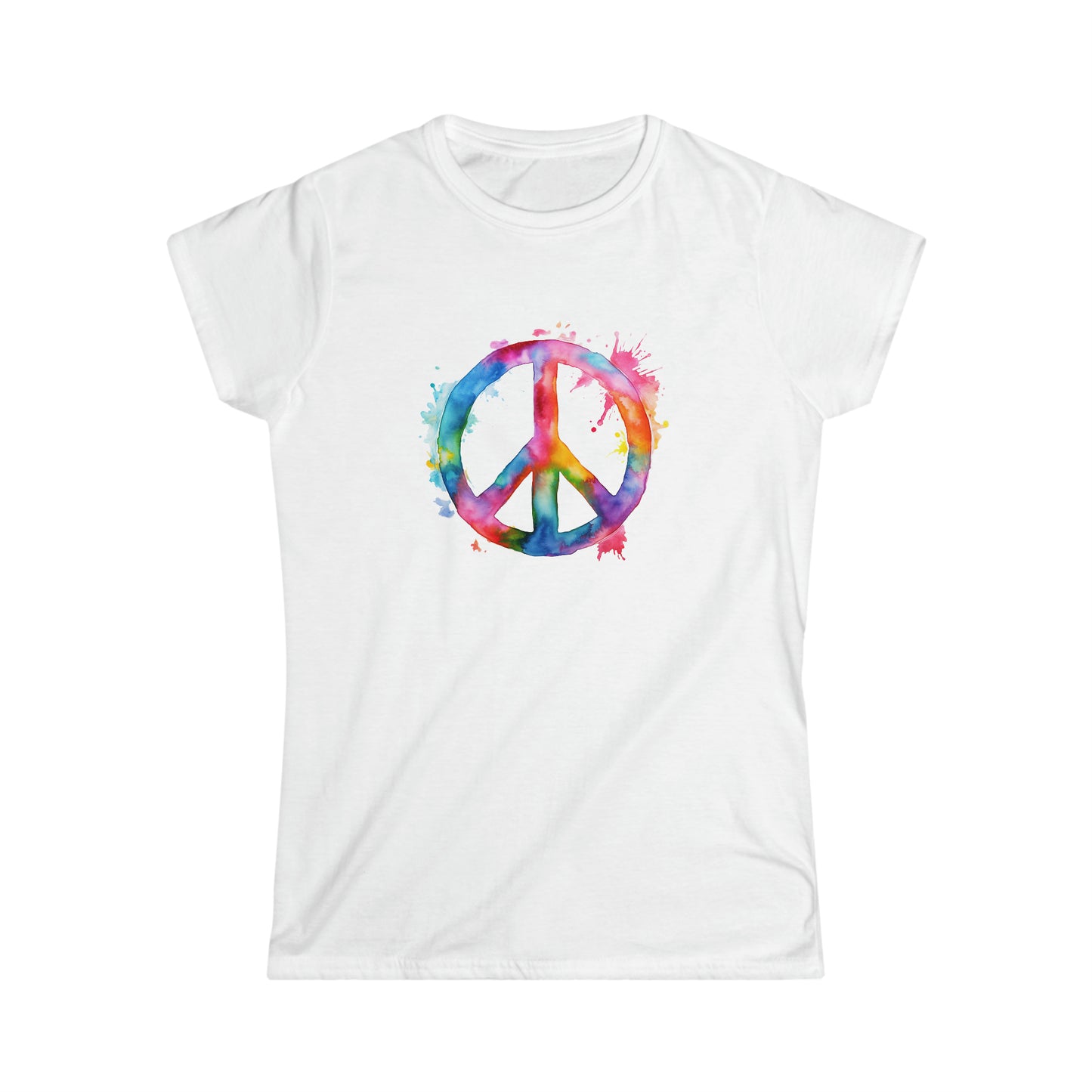 Watercolor Peace Sign - Women's Softstyle Tee