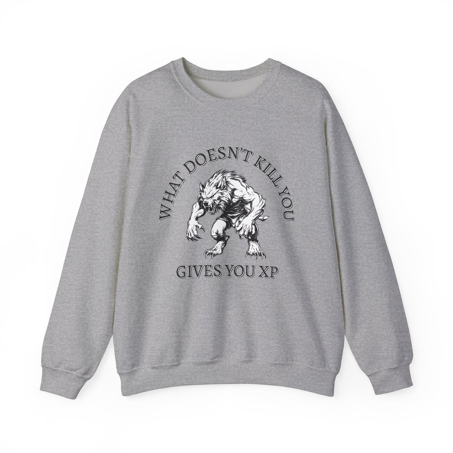 What Doesn't Kill You, Gives You XP - Light Text - Unisex Heavy Blend™ Crewneck Sweatshirt