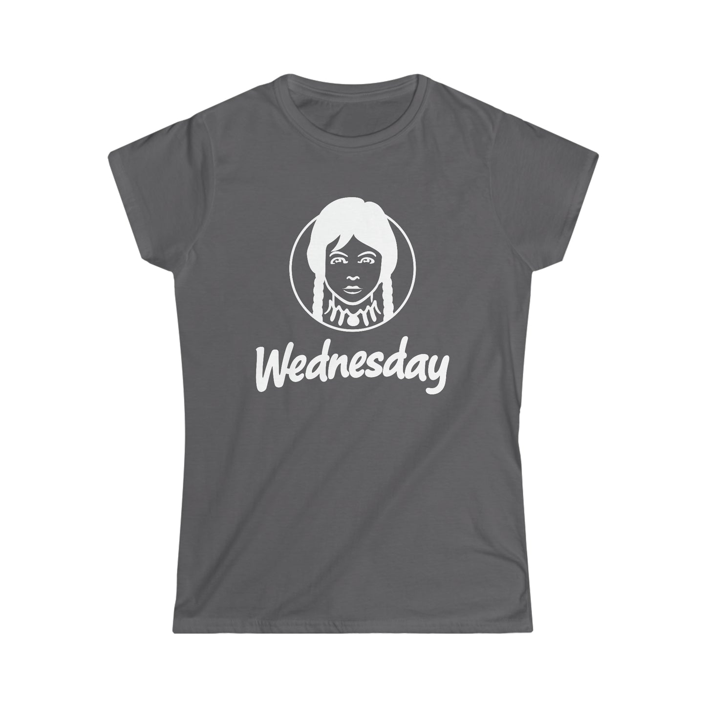 Wednesday Wendy's Mashup - Light Text on Dark - Women's Softstyle Tee