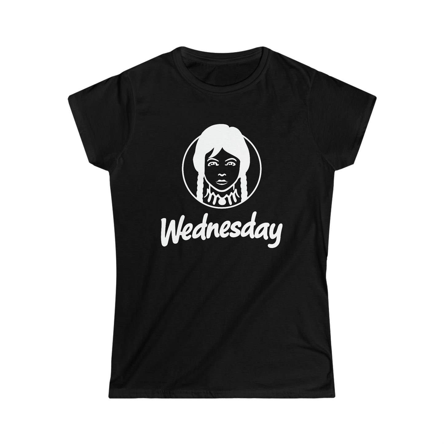 Wednesday Wendy's Mashup - Light Text on Dark - Women's Softstyle Tee
