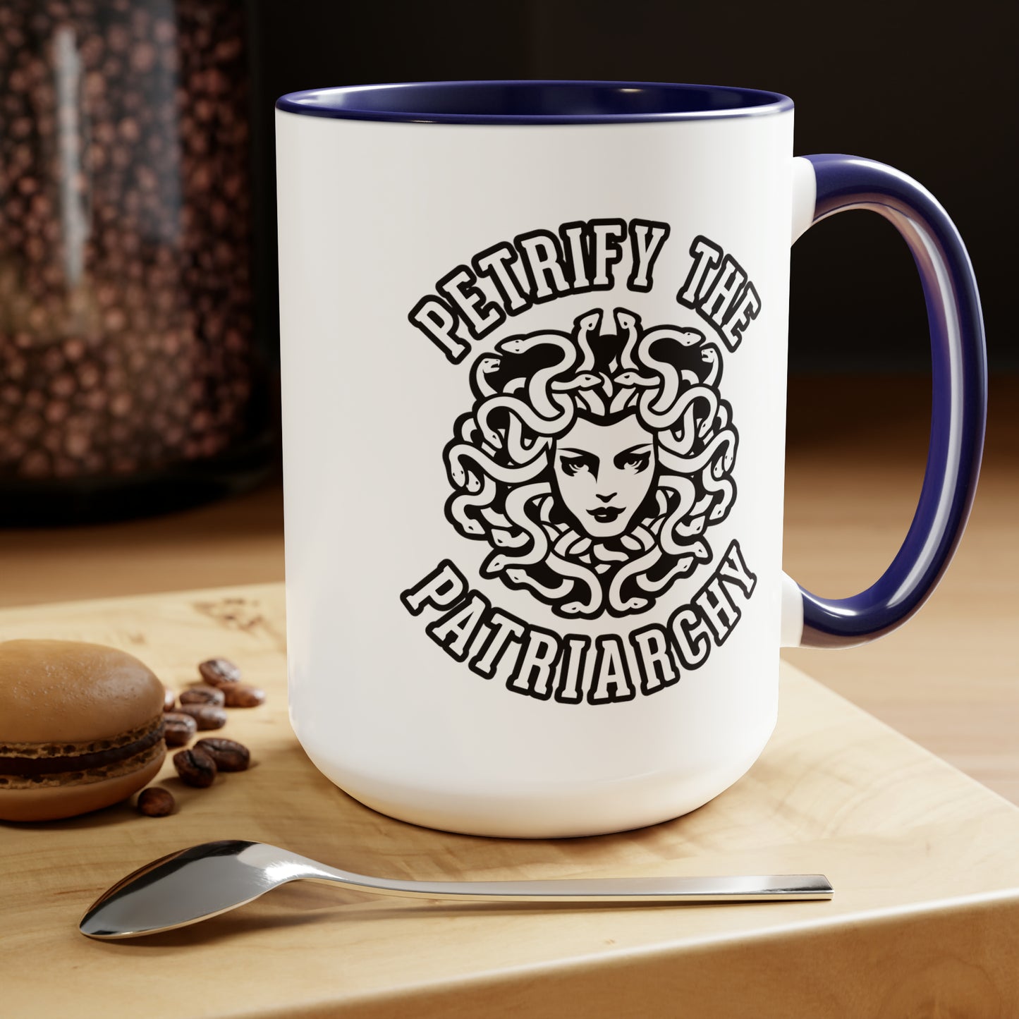 Petrify the Patriarchy - Two-Tone Coffee Mugs, 15oz
