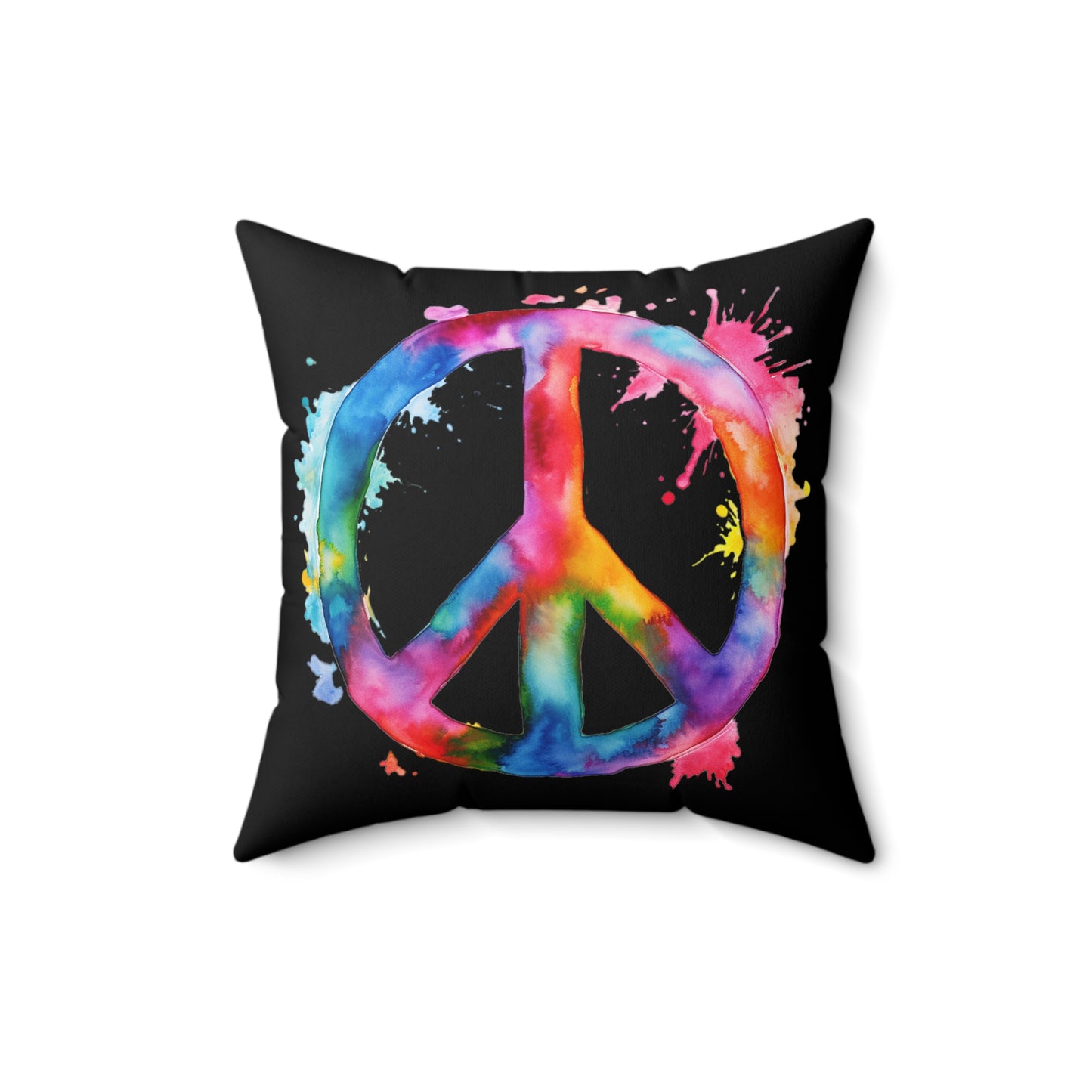 Watercolor Peace Sign - Spun Polyester Square Pillow