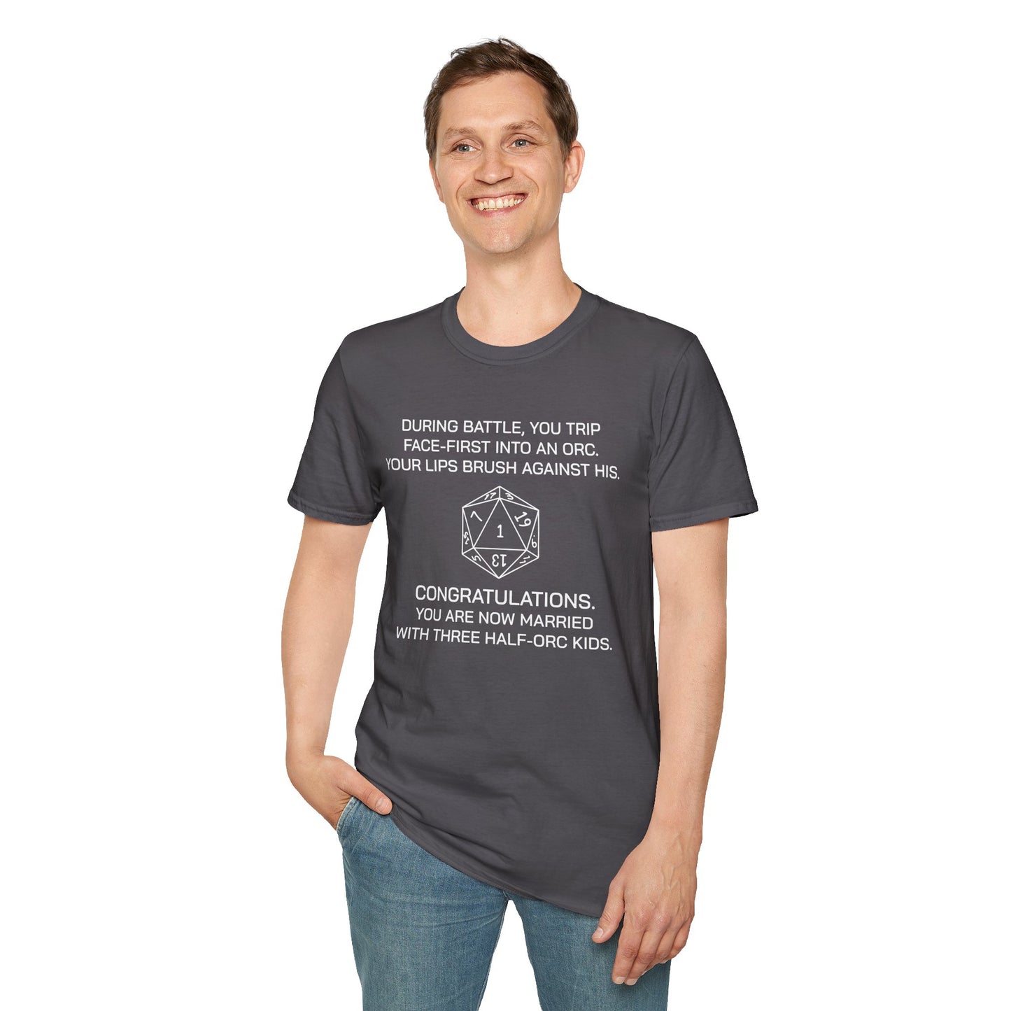 Critical Failure - Three Half-Orc Kids - Unisex Softstyle T-Shirt