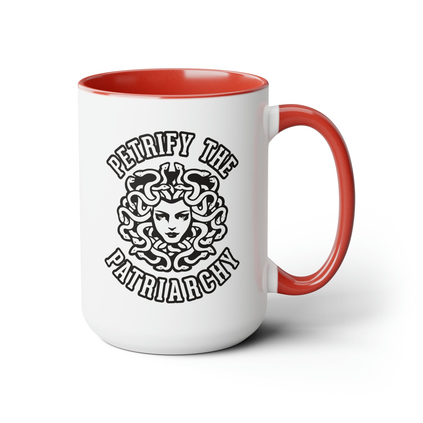 Petrify the Patriarchy - Two-Tone Coffee Mugs, 15oz