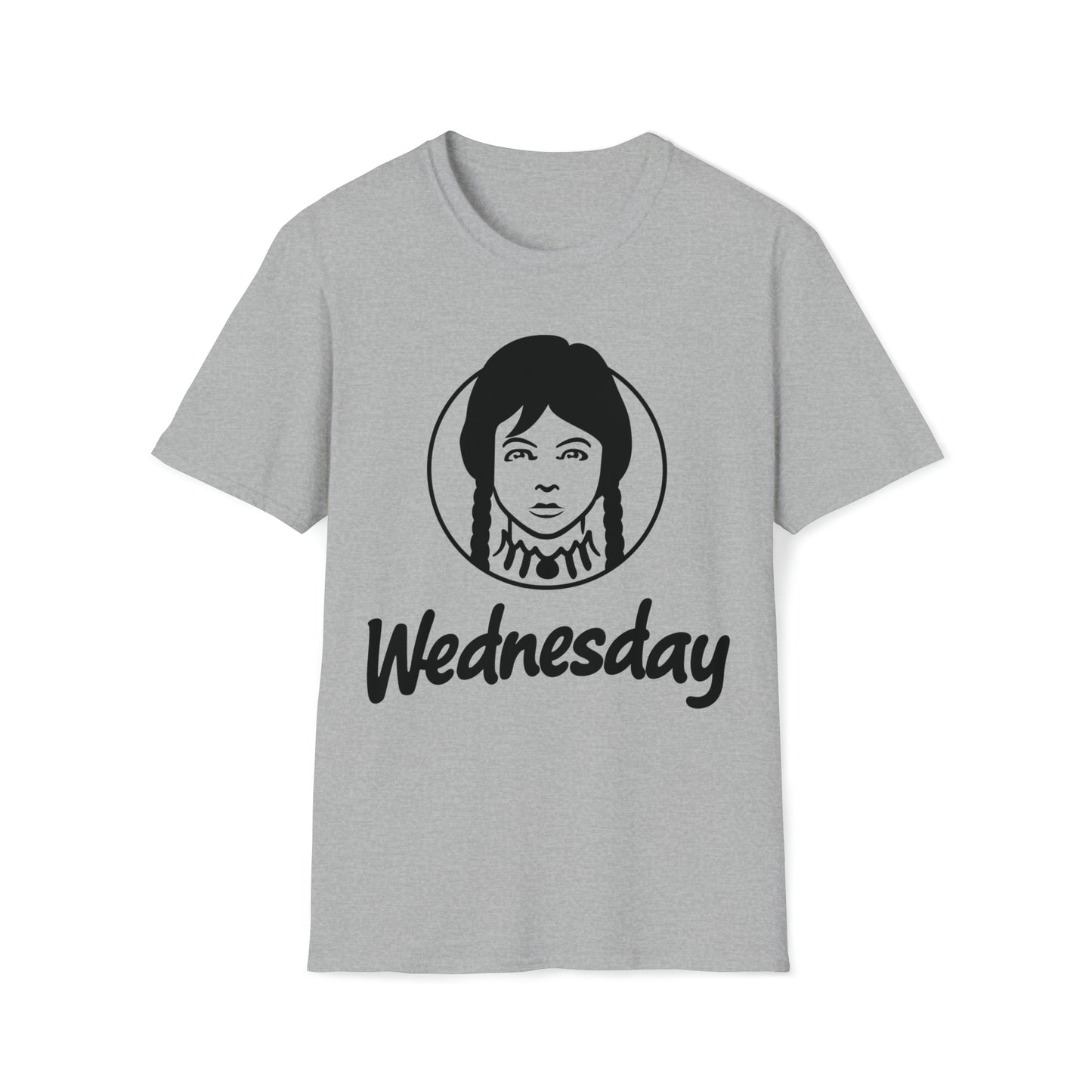 Wednesday Wendy's Mashup - Black Text on Light - Unisex Softstyle T-Shirt