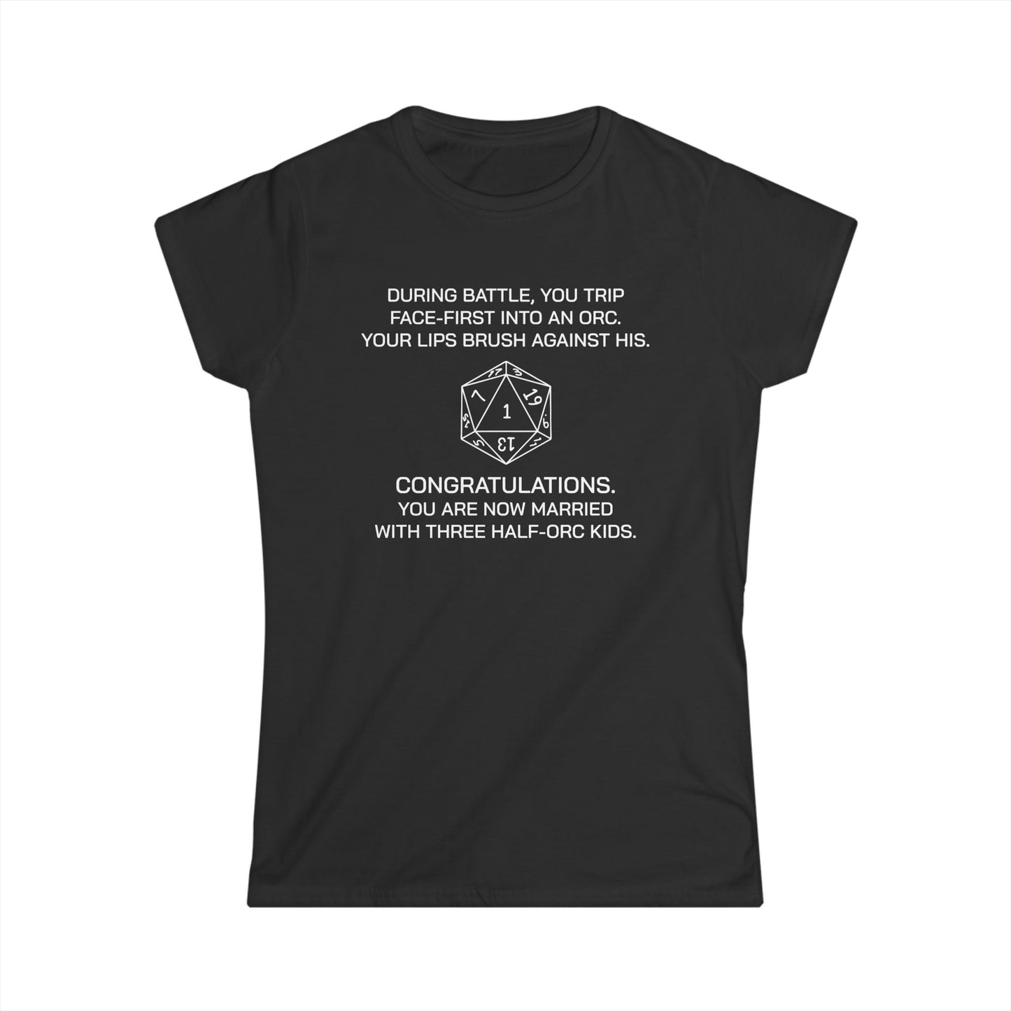 Critical Failure - Three Half-Orc Kids - Women's Softstyle Tee