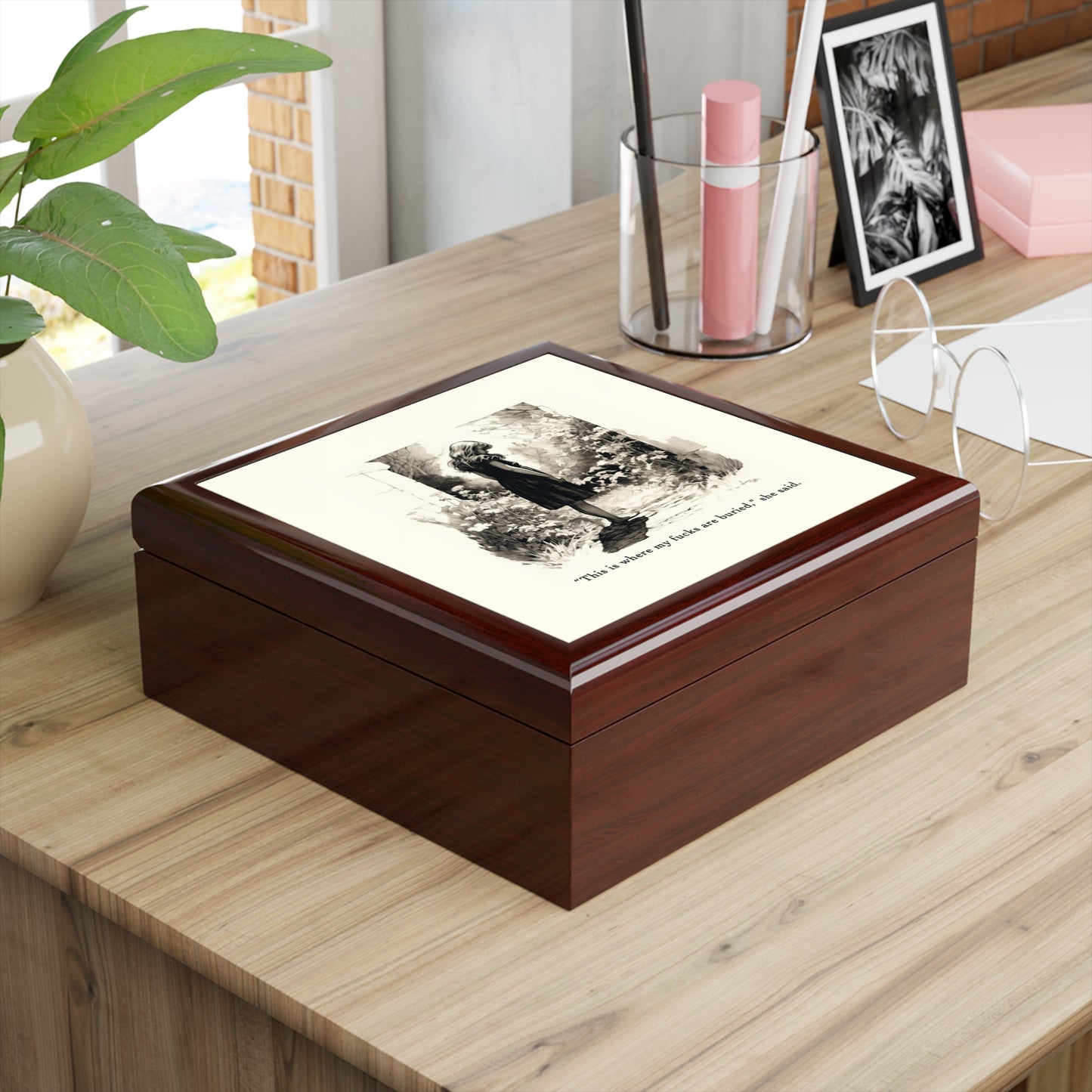 This is Where My F***s are Buried, She Said - Rubberwood Jewelry Box