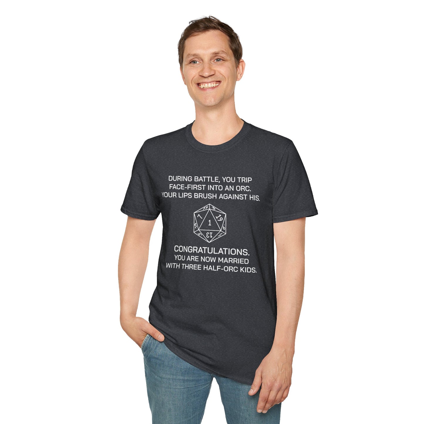 Critical Failure - Three Half-Orc Kids - Unisex Softstyle T-Shirt