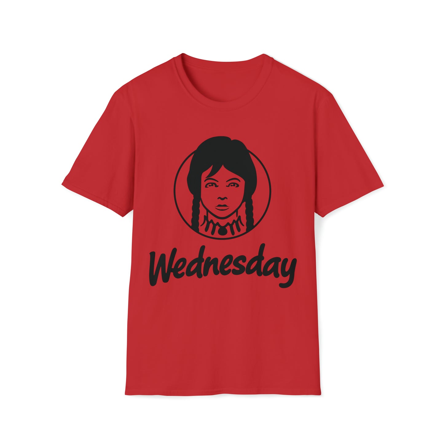 Wednesday Wendy's Mashup - Black Text on Light - Unisex Softstyle T-Shirt