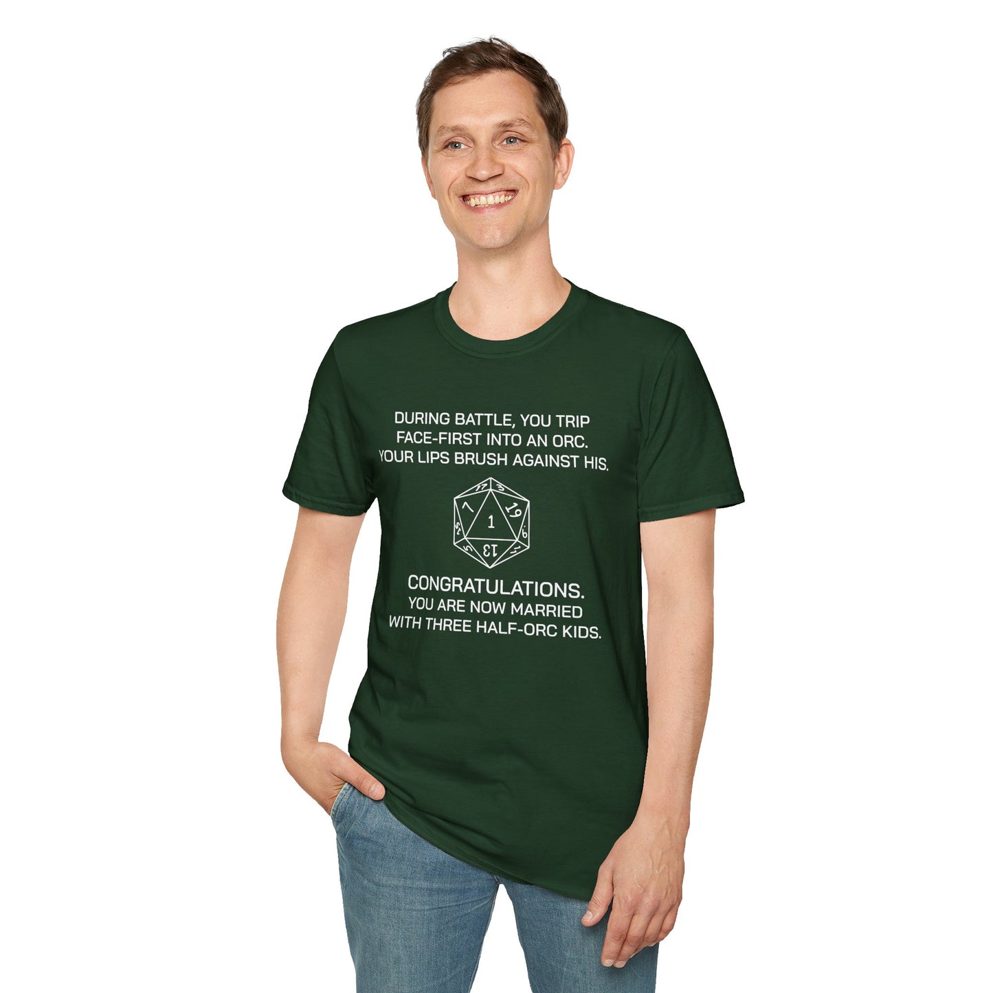 Critical Failure - Three Half-Orc Kids - Unisex Softstyle T-Shirt