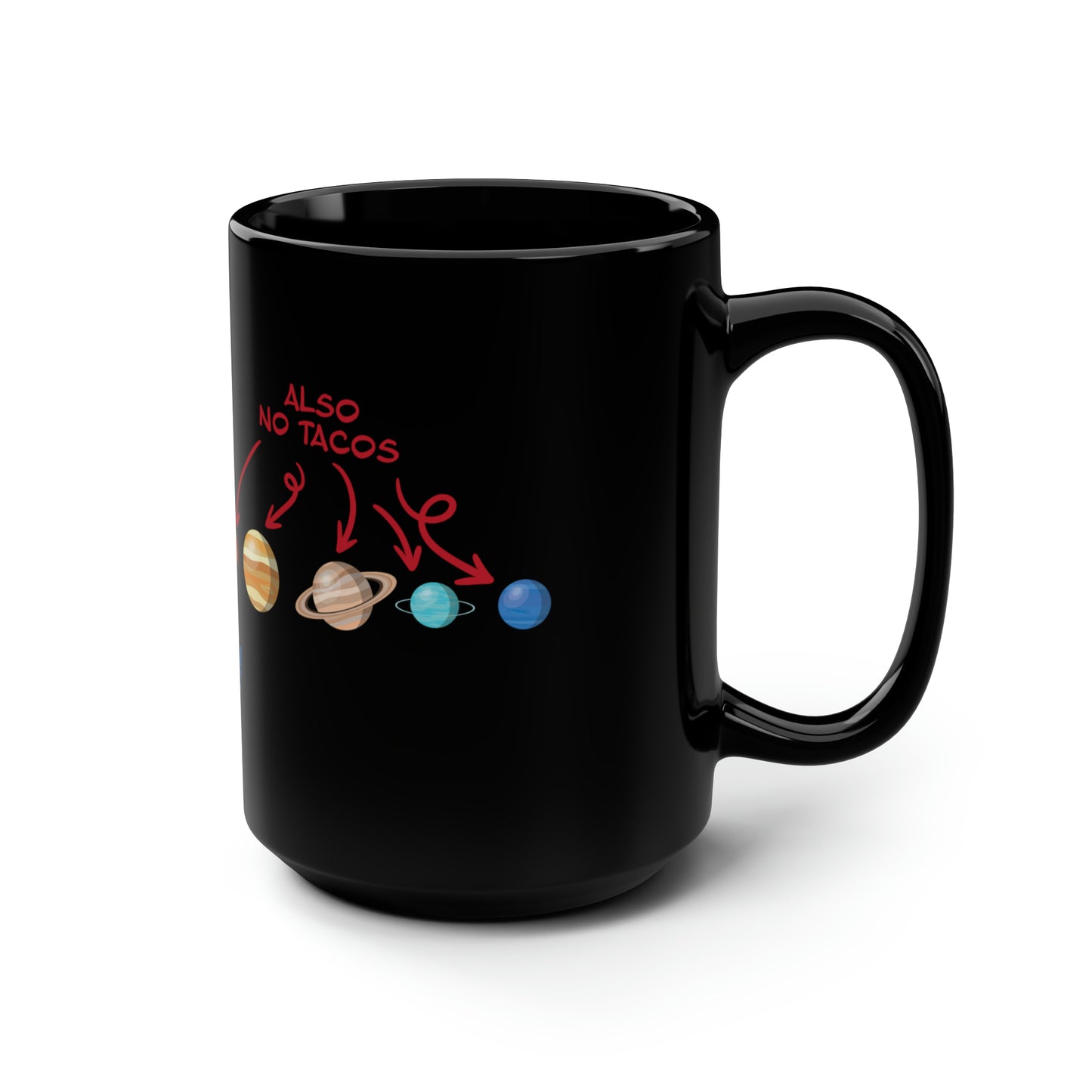 No Tacos, Also No Tacos, TACOS! - Black Mug, 15oz
