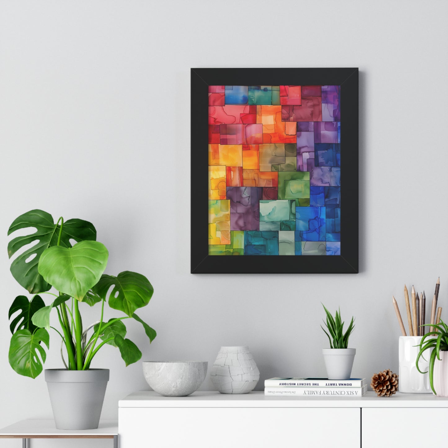 SPECTRUM Series - Abstract Cubes - Framed Vertical Poster