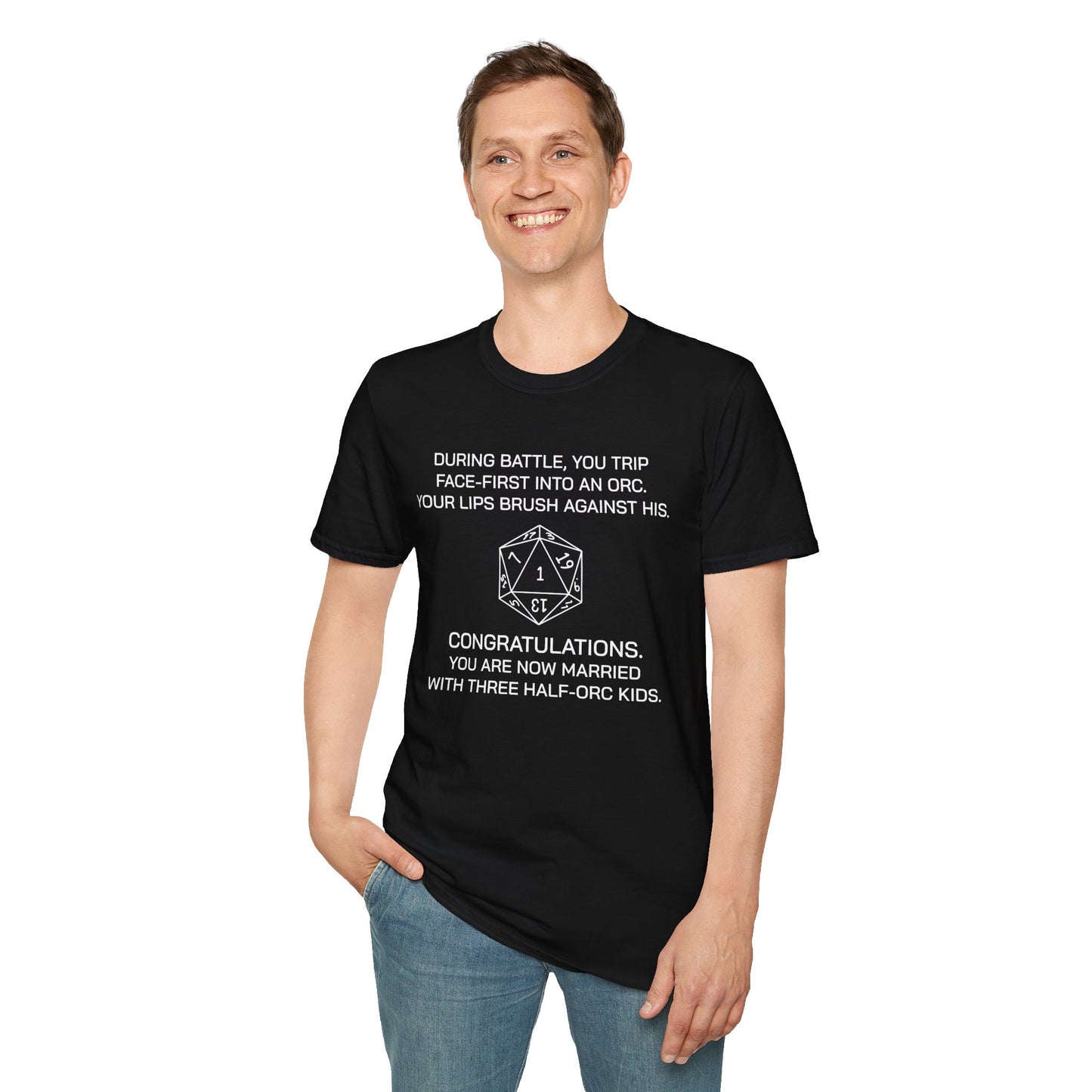 Critical Failure - Three Half-Orc Kids - Unisex Softstyle T-Shirt