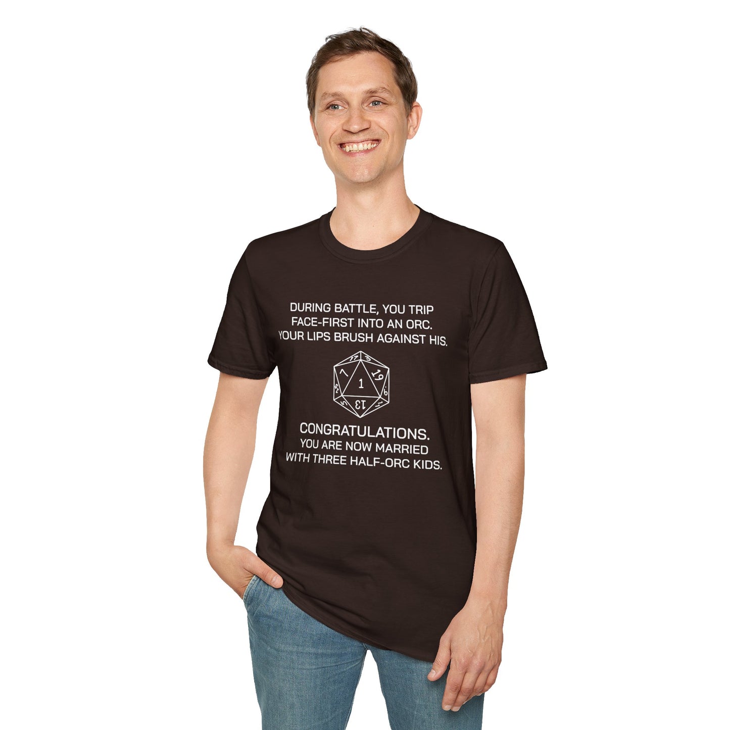 Critical Failure - Three Half-Orc Kids - Unisex Softstyle T-Shirt