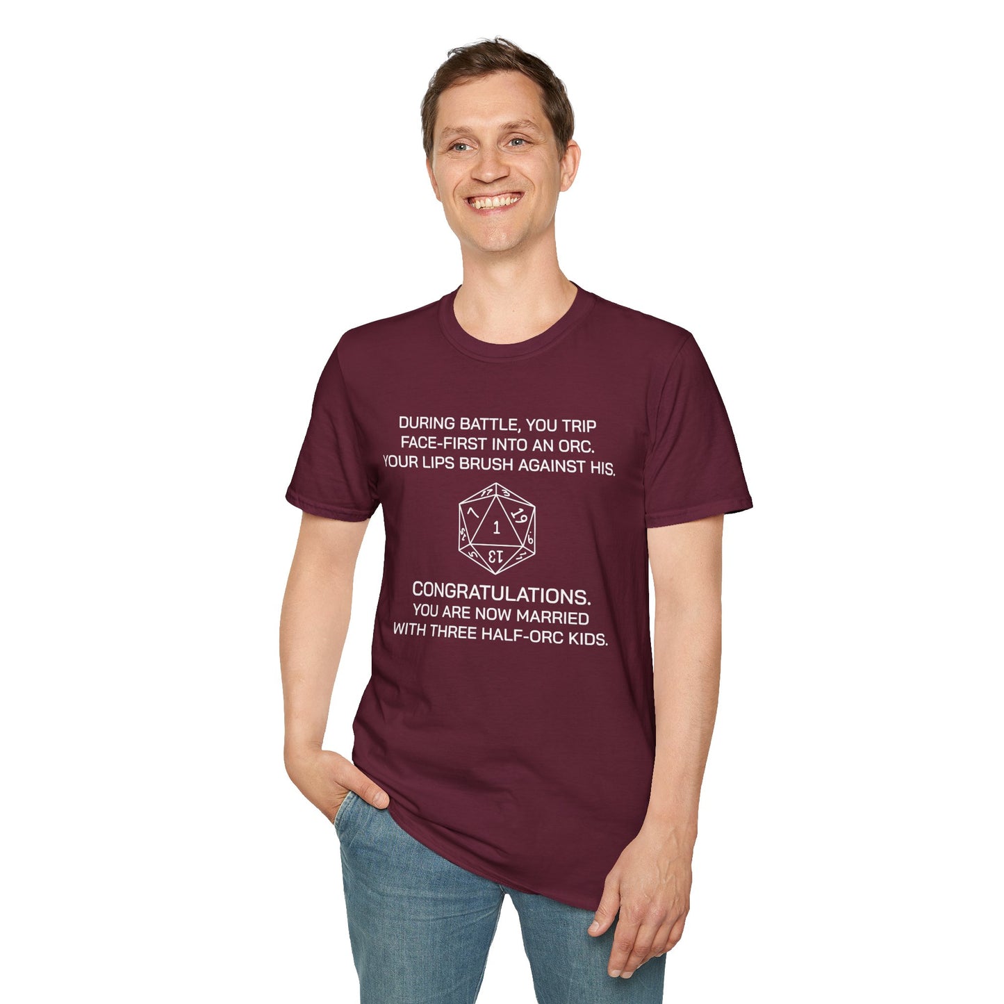 Critical Failure - Three Half-Orc Kids - Unisex Softstyle T-Shirt