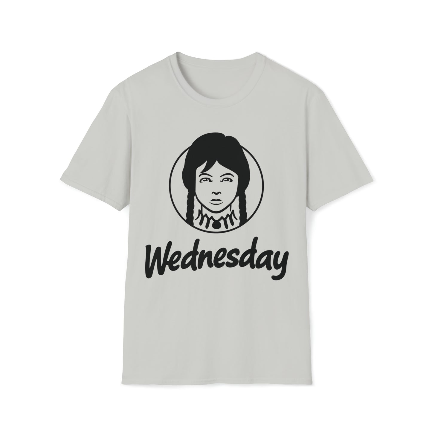 Wednesday Wendy's Mashup - Black Text on Light - Unisex Softstyle T-Shirt