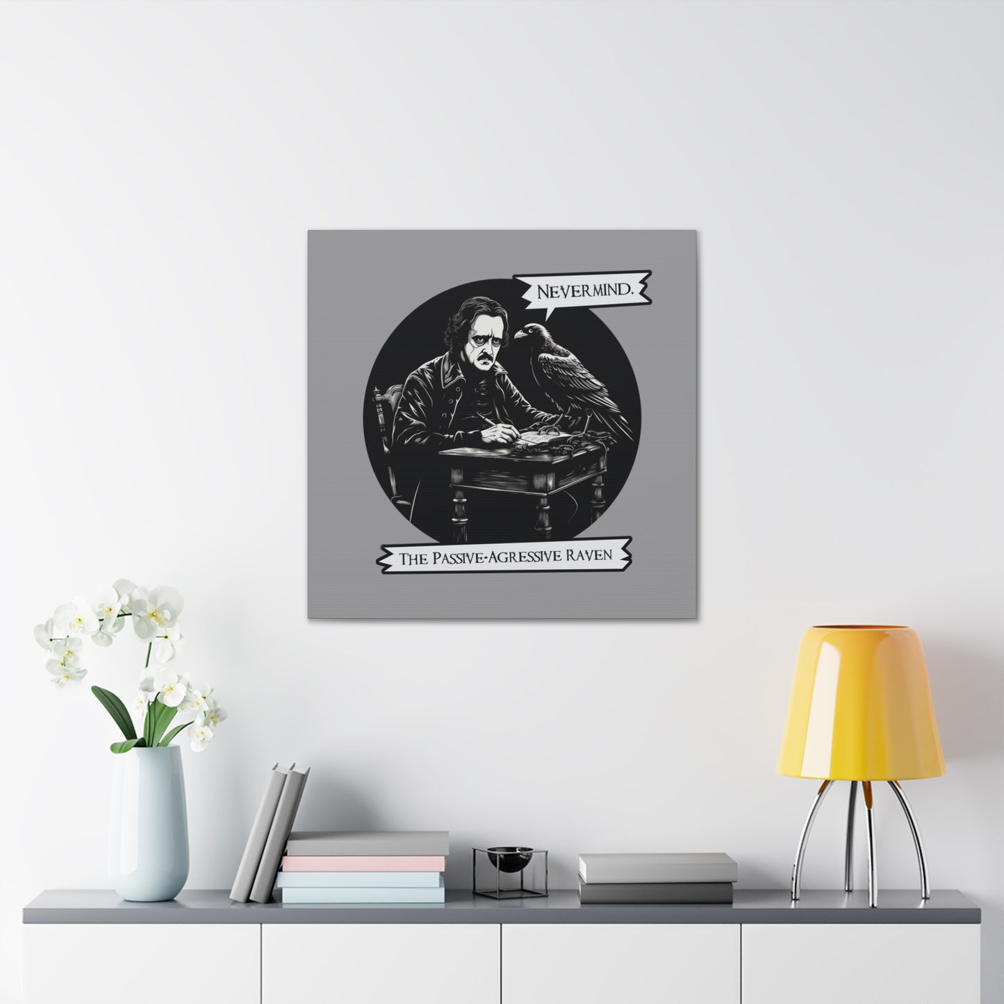 Nevermind - The Passive-Agressive Raven - Canvas Gallery Wraps