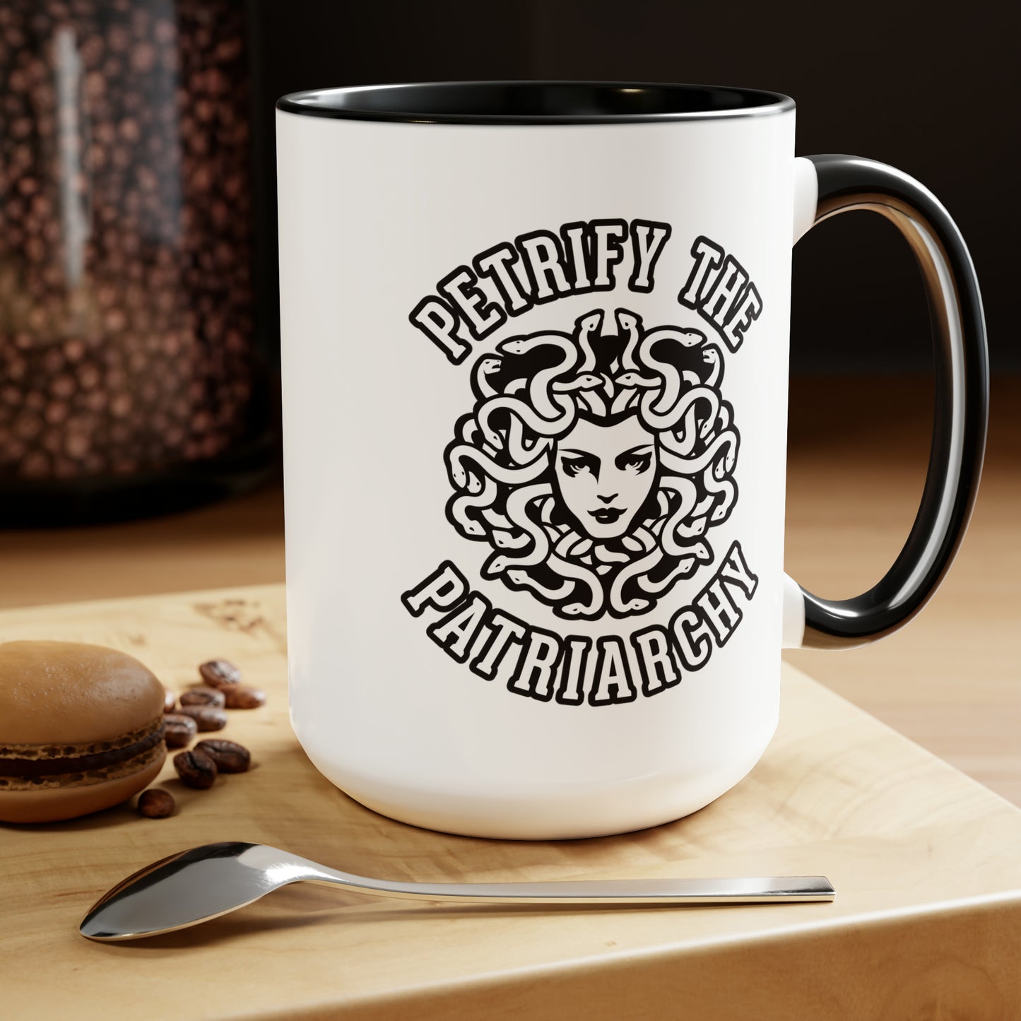Petrify the Patriarchy - Two-Tone Coffee Mugs, 15oz