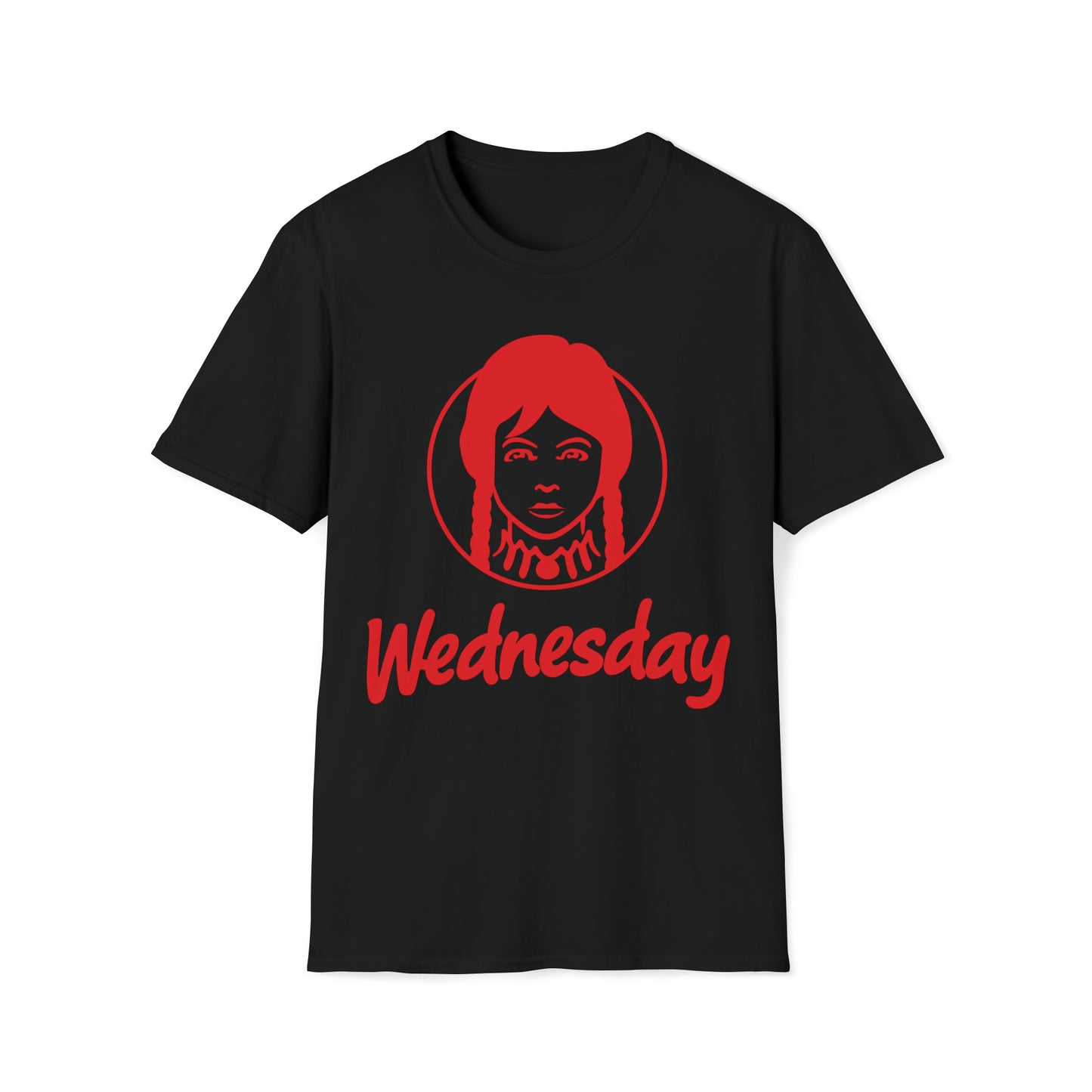 Wednesday Wendy's Mashup - Red Text - Unisex Softstyle T-Shirt