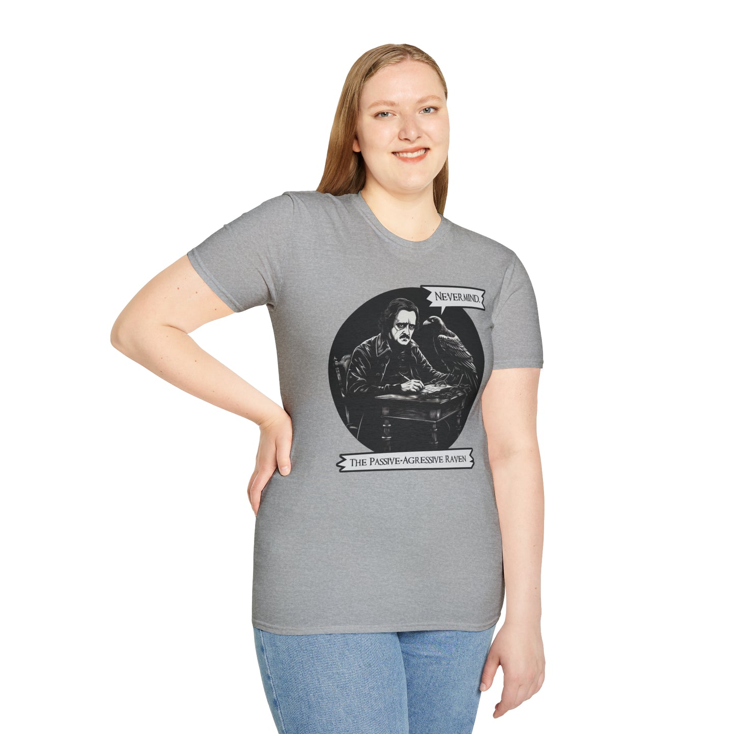 Nevermind - The Passive-Agressive Raven - Unisex Softstyle T-Shirt