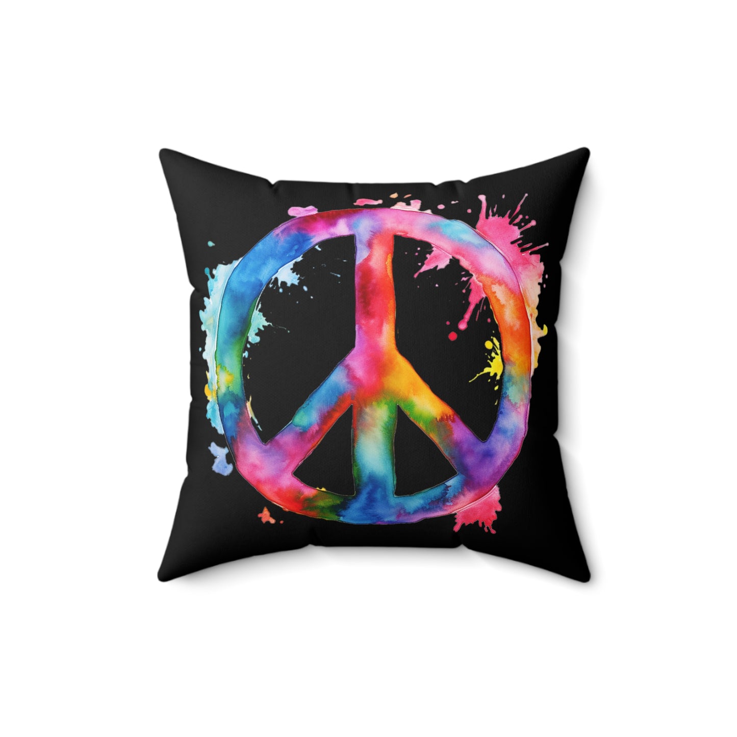 Watercolor Peace Sign - Spun Polyester Square Pillow