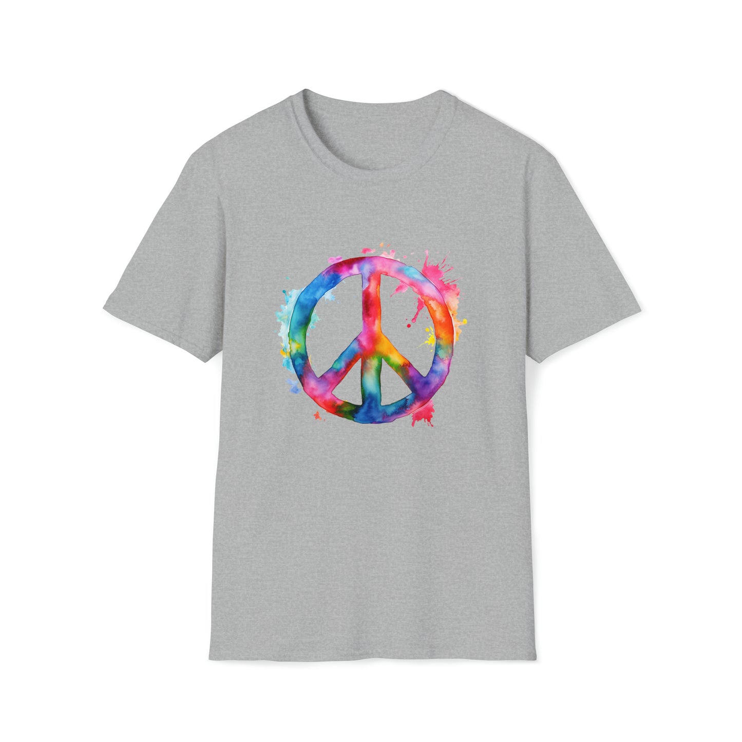 Watercolor Peace Sign - Unisex Softstyle T-Shirt