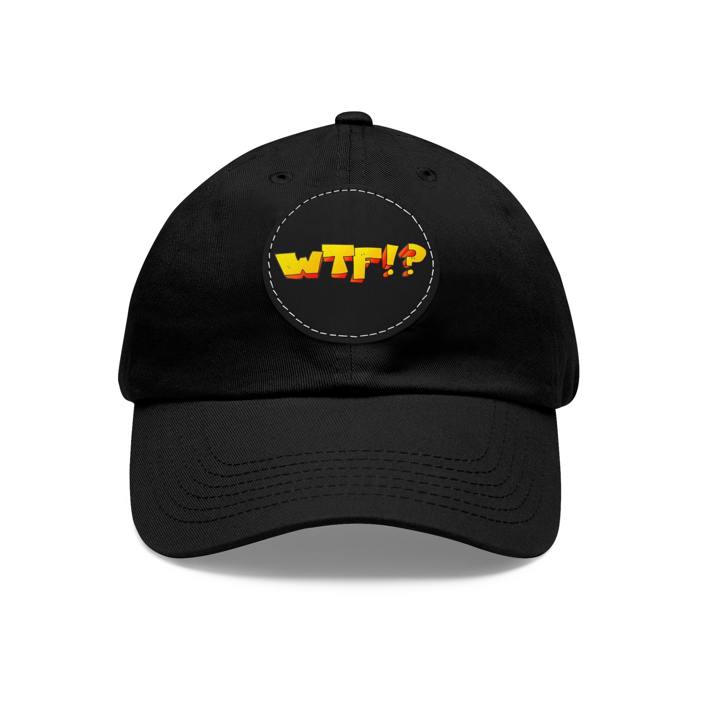 WTF!? - Dad Hat with Leather Patch (Round)