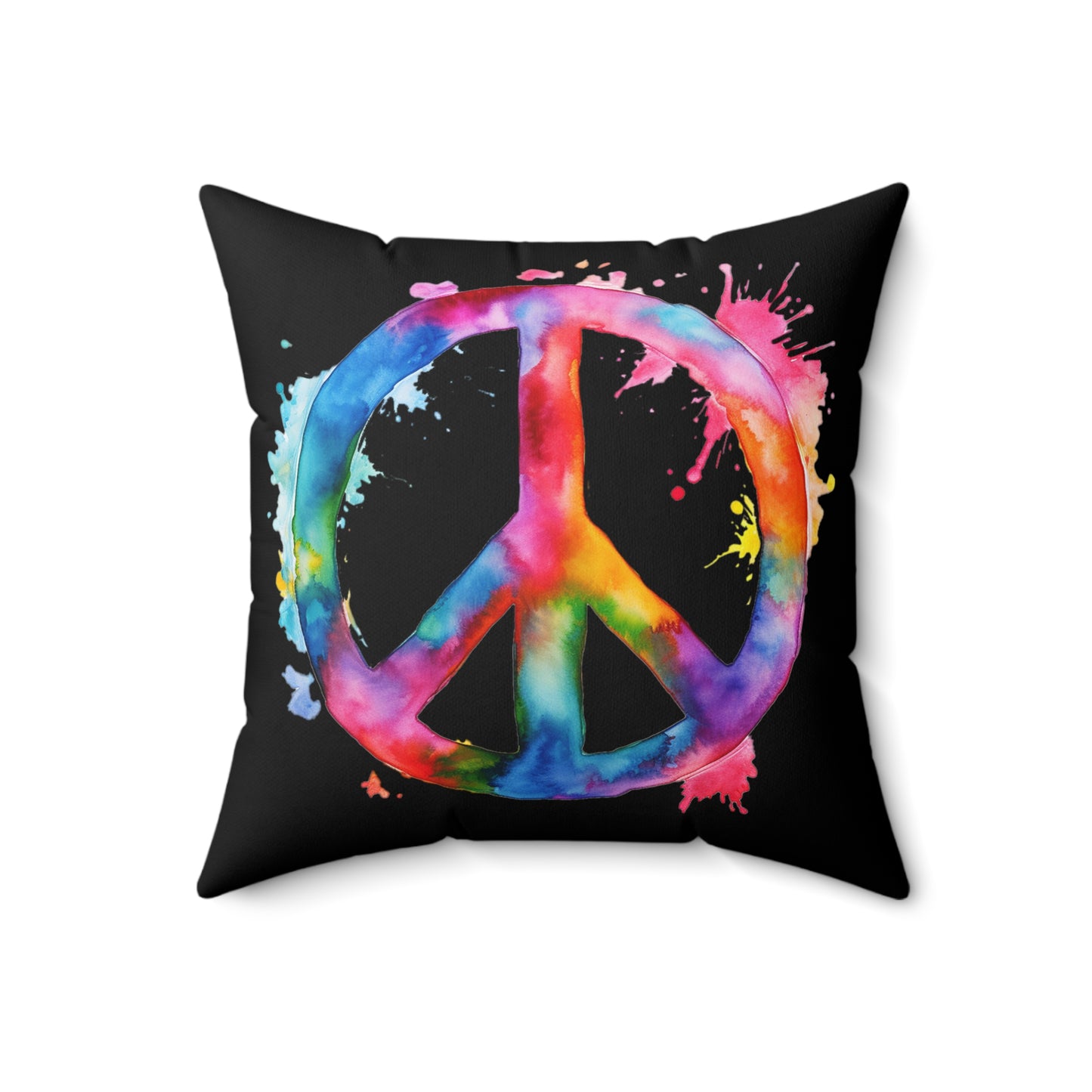 Watercolor Peace Sign - Spun Polyester Square Pillow