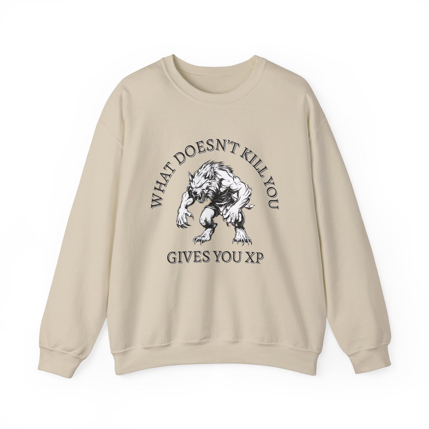 What Doesn't Kill You, Gives You XP - Light Text - Unisex Heavy Blend™ Crewneck Sweatshirt