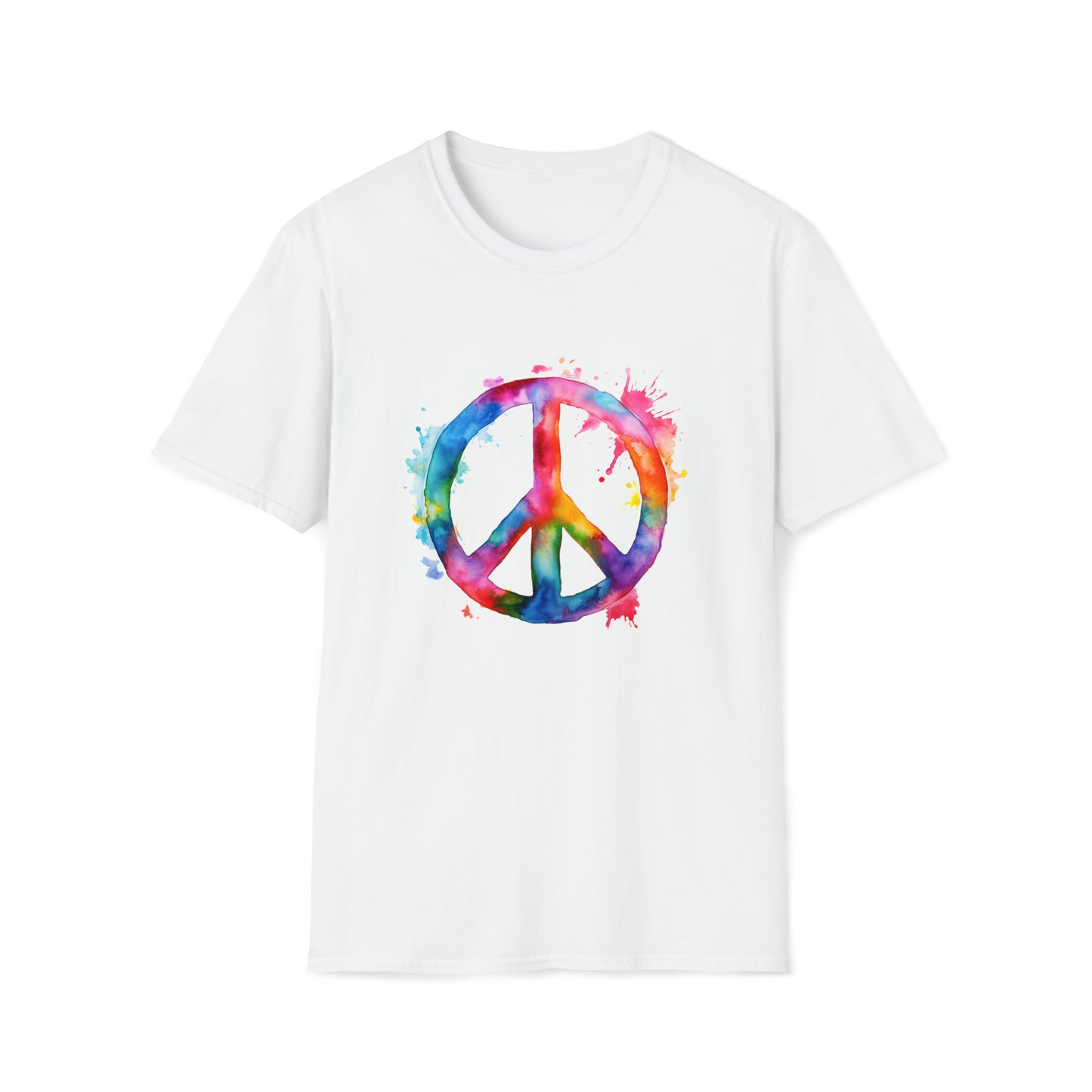 Watercolor Peace Sign - Unisex Softstyle T-Shirt