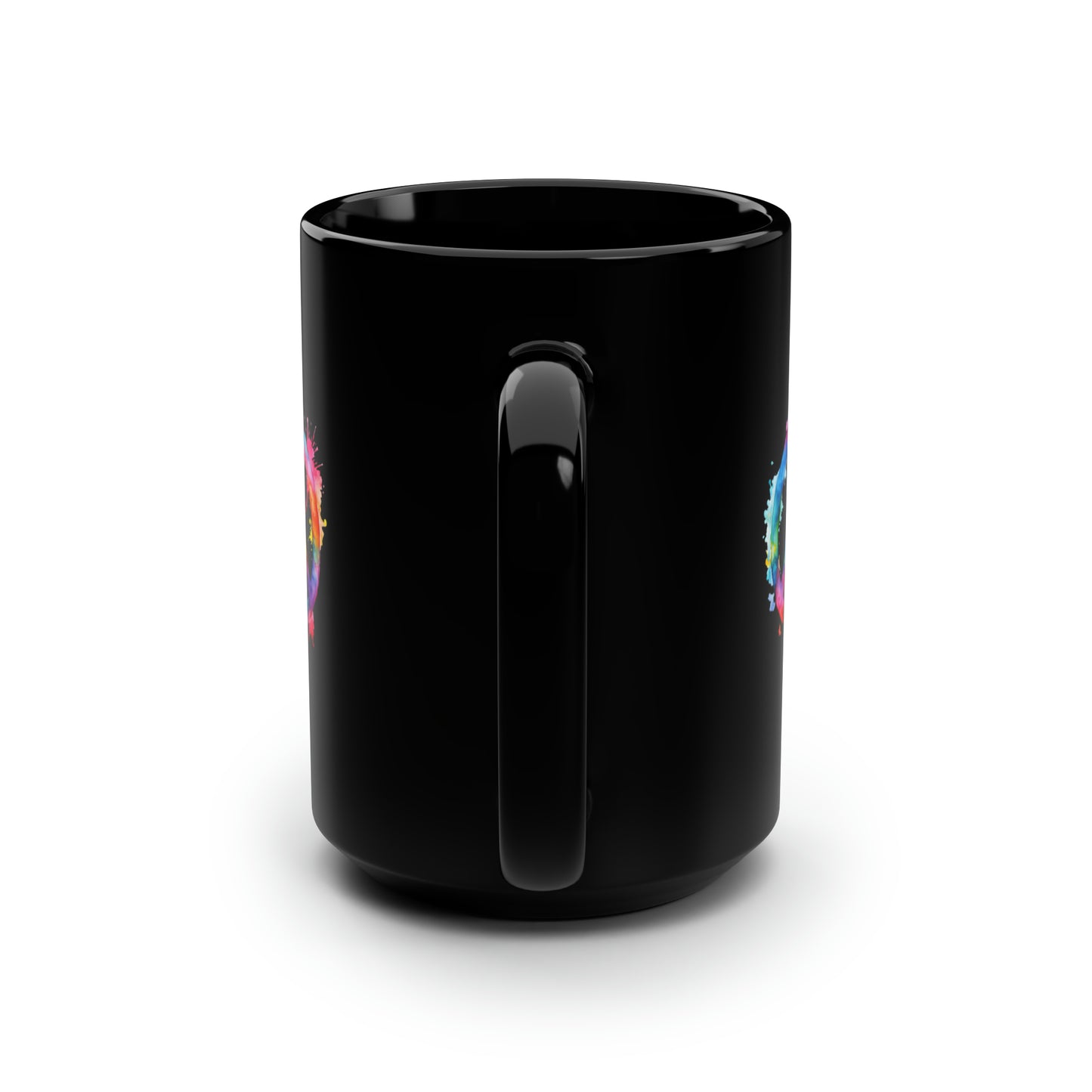 Watercolor Peace Sign - Black Mug, 15oz