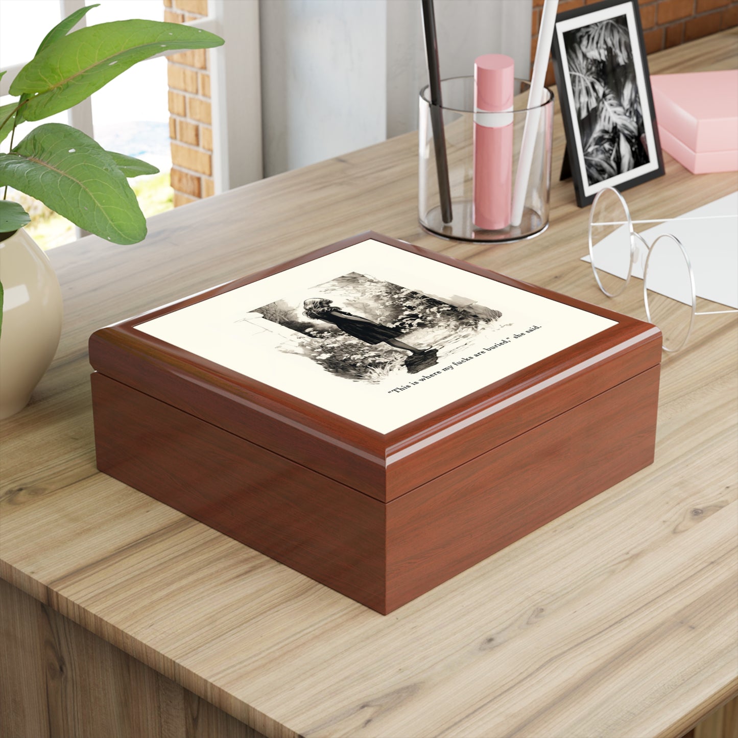 This is Where My F***s are Buried, She Said - Rubberwood Jewelry Box