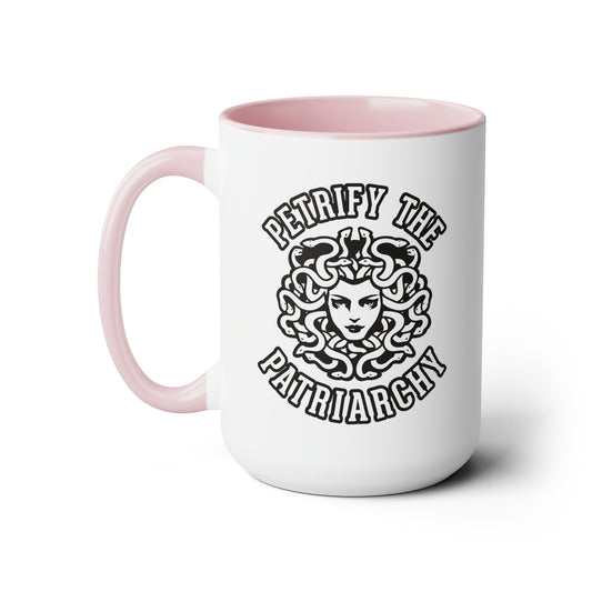 Petrify the Patriarchy - Two-Tone Coffee Mugs, 15oz