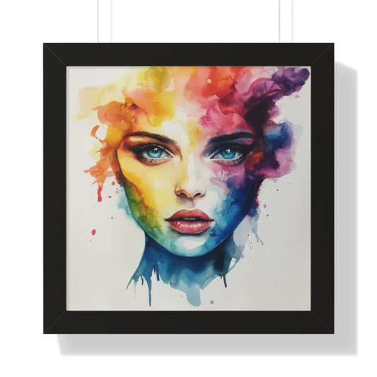 SPECTRUM Series - Watercolor Woman - Framed Square Poster
