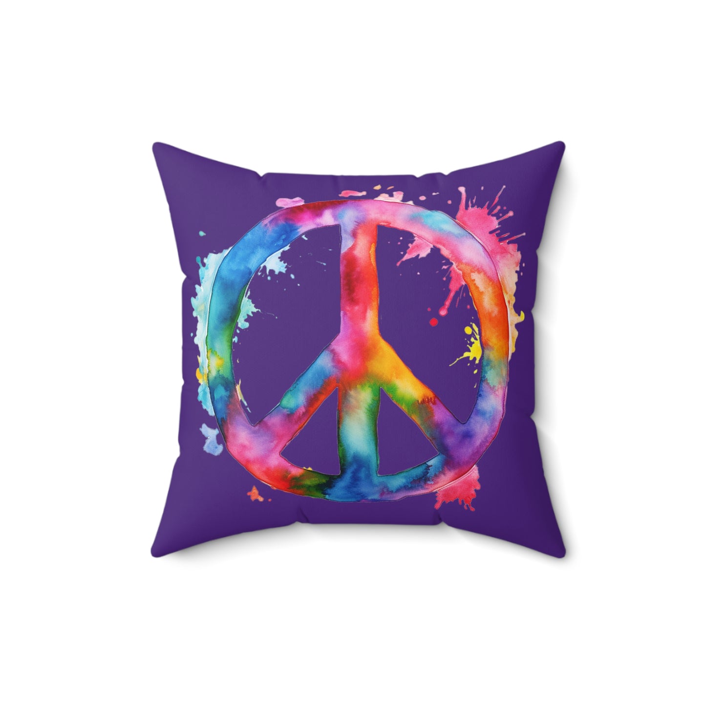 Watercolor Peace Sign - Spun Polyester Square Pillow
