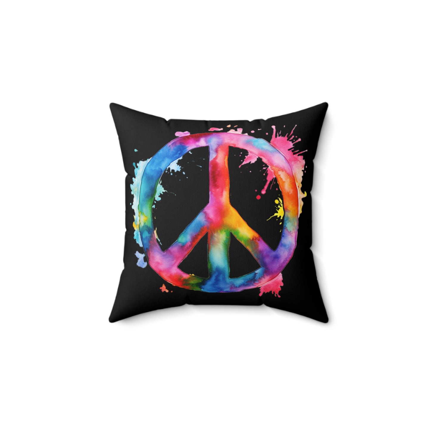 Watercolor Peace Sign - Spun Polyester Square Pillow