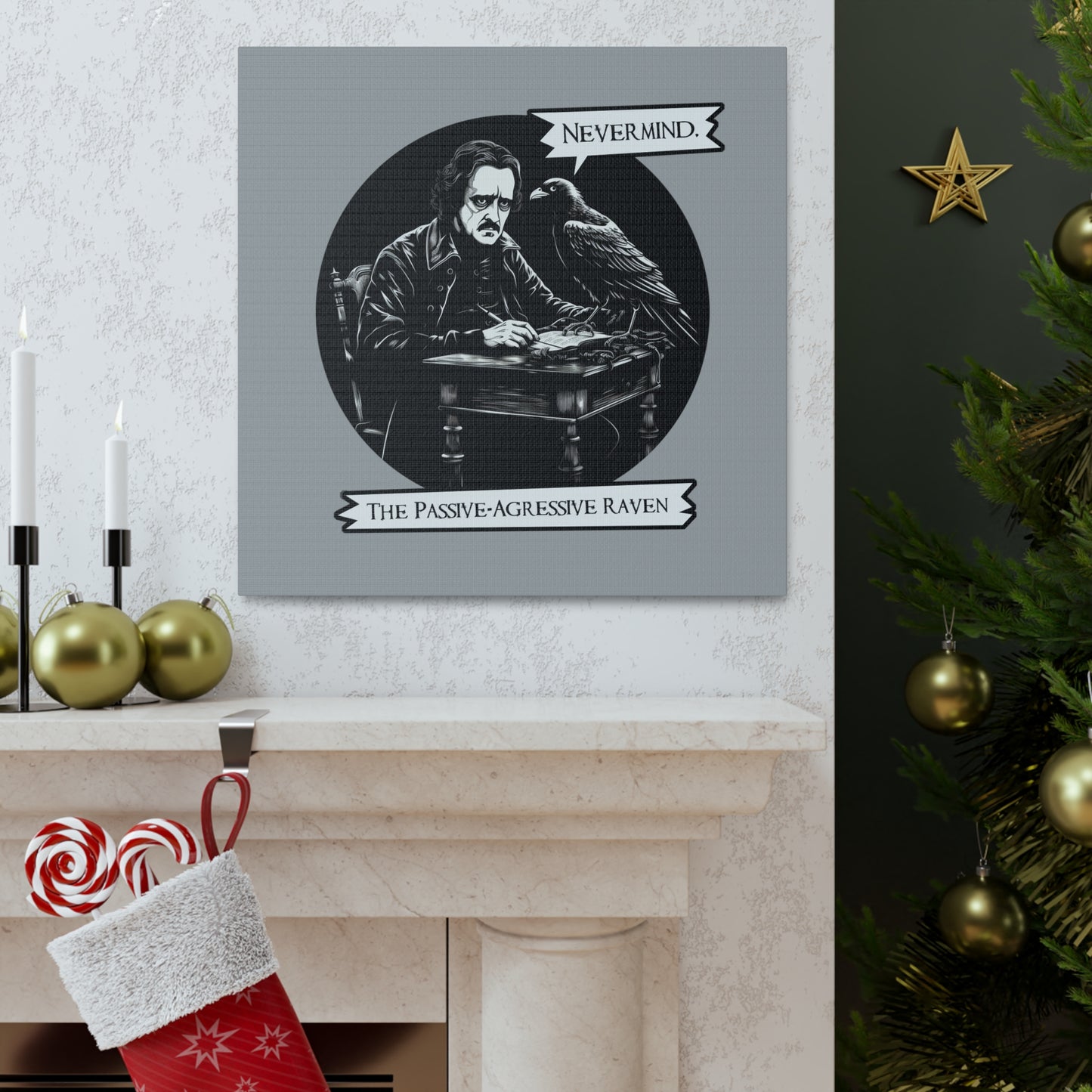 Nevermind - The Passive-Agressive Raven - Canvas Gallery Wraps