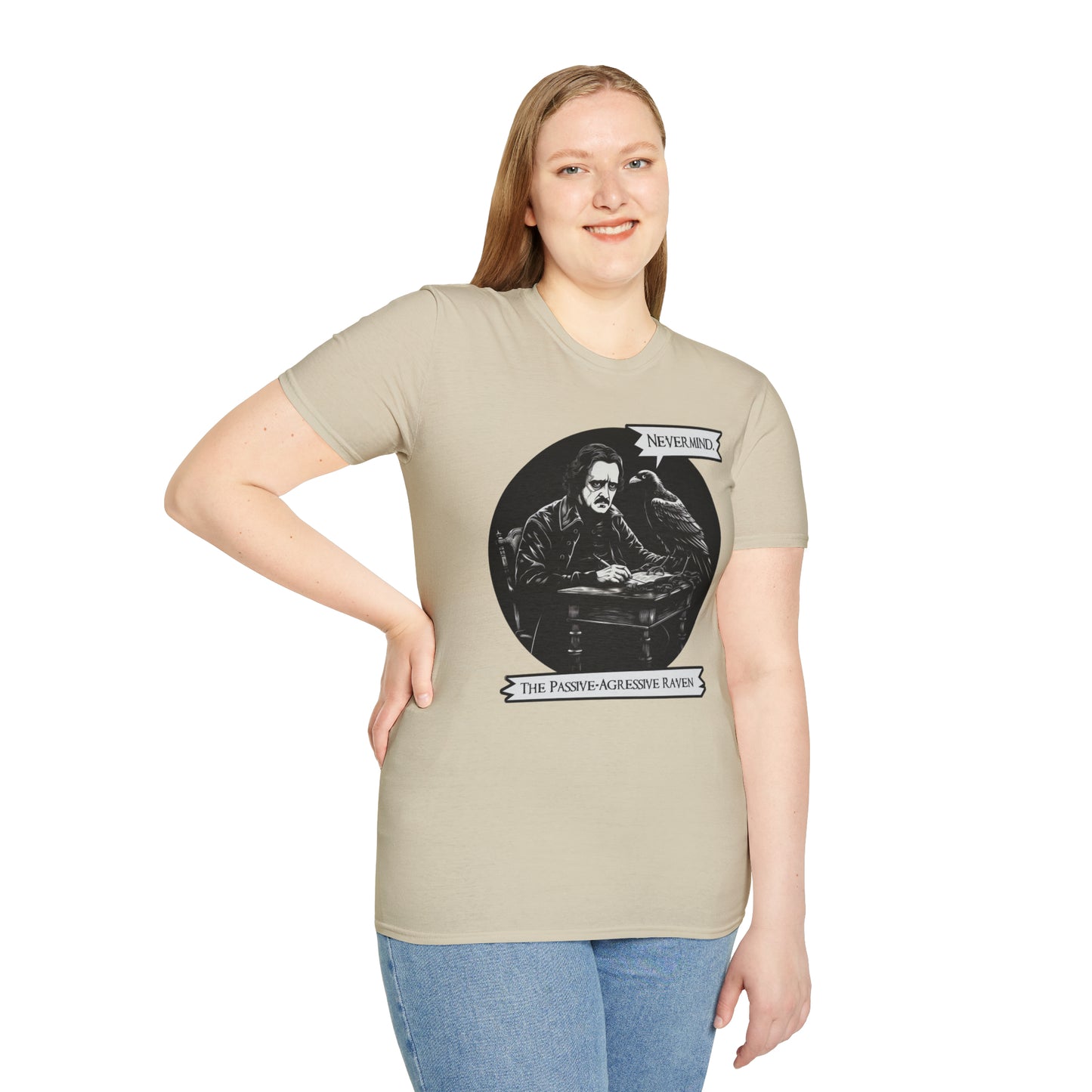 Nevermind - The Passive-Agressive Raven - Unisex Softstyle T-Shirt