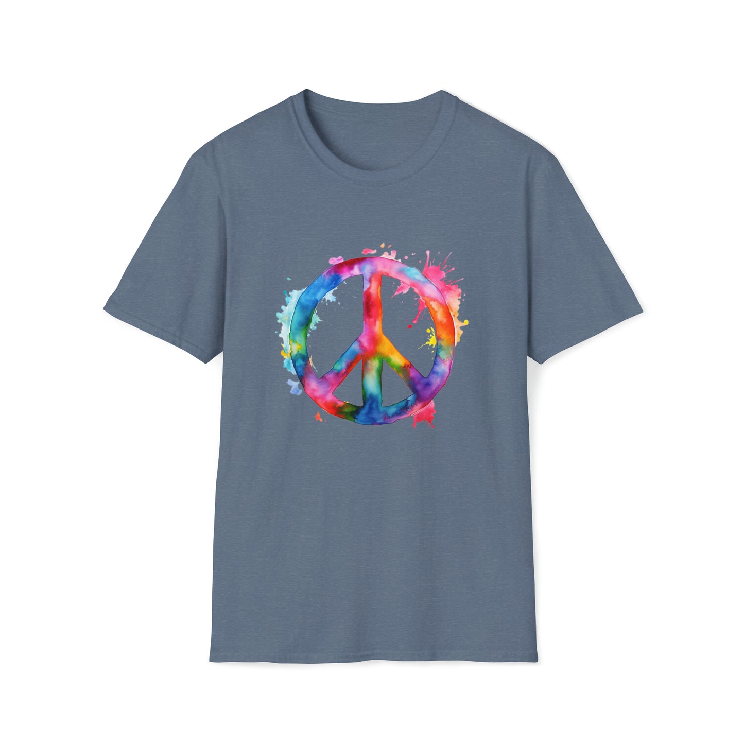 Watercolor Peace Sign - Unisex Softstyle T-Shirt