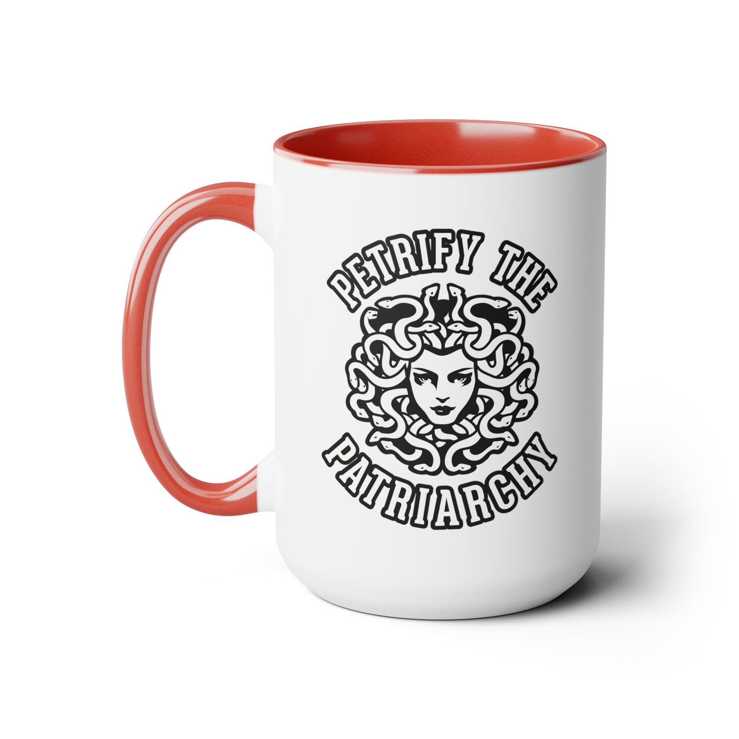 Petrify the Patriarchy - Two-Tone Coffee Mugs, 15oz
